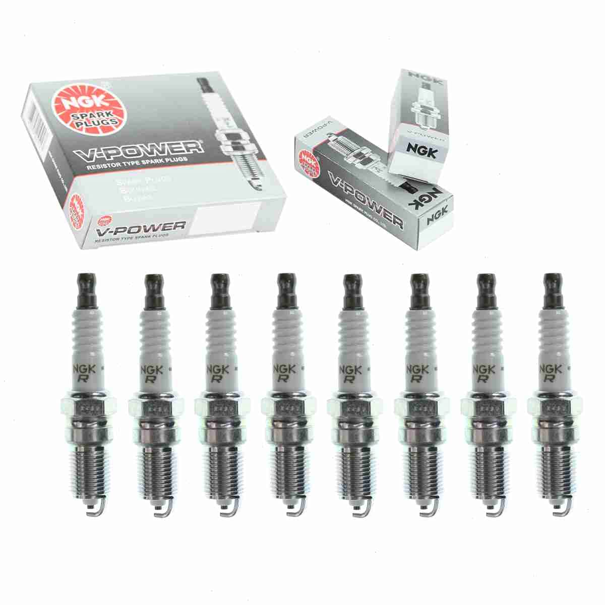 8-Piece NGK V-Power Spark Plugs Set - Compatible with Ford F-150 5.4L V8 Engine (1999-2003 Models) - High Performance Ignition for Improved Fuel Efficiency & Engine Power - Perfect for DIY Auto Repair & Maintenance
