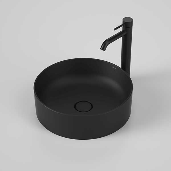 Caroma Liano II 400mm Round Above Counter Bathroom Sink - Matte Black Finish for Modern Vanity & Powder Room Design