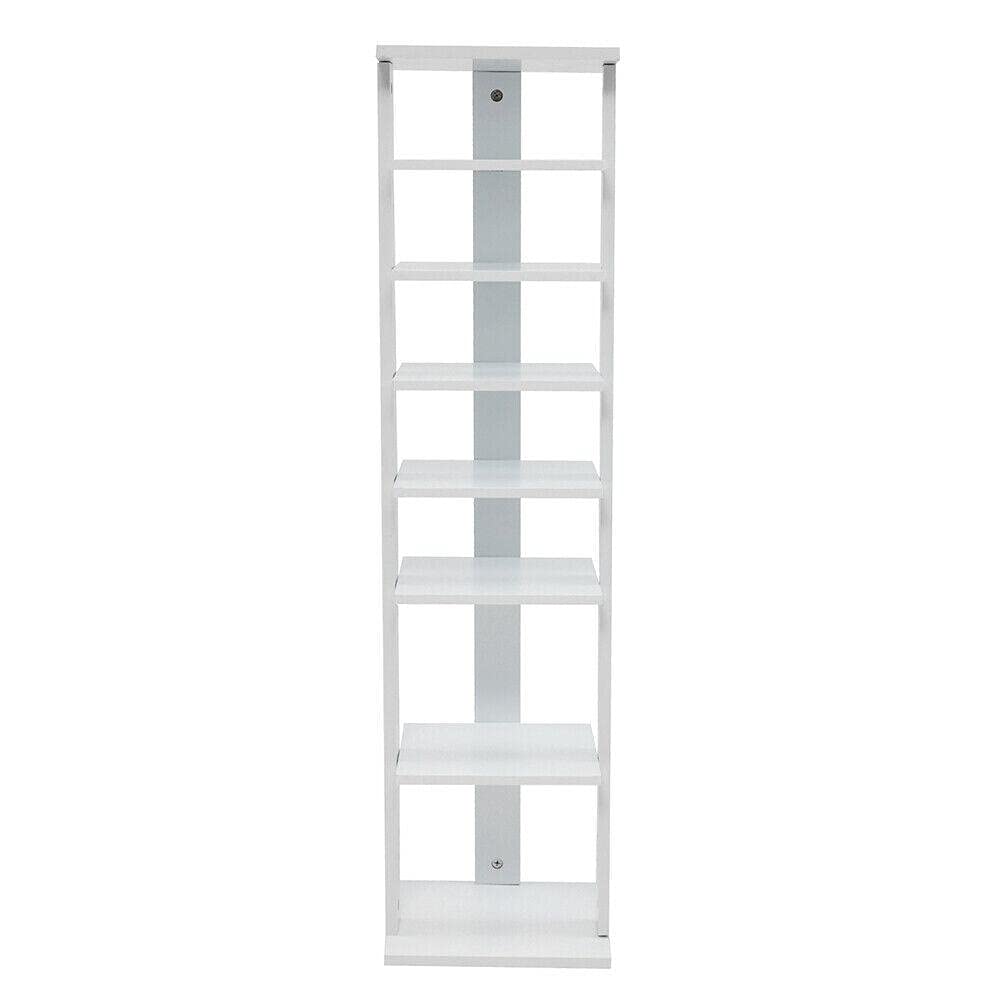 7-Tier Corner Shoe Rack & Bookshelf - Space Saving Narrow Entryway Storage Organizer for Shoes, Books, Office Supplies | Perfect for Small Apartments, Closet Organization & Home Decor