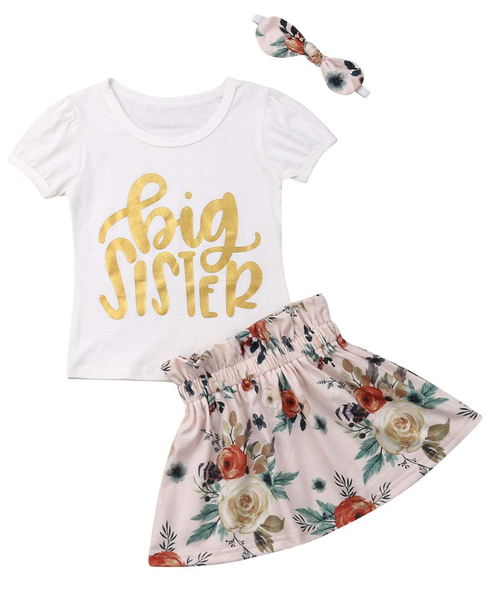 Baby Girl Sister Romper Outfit with Hat & Headband for Family Photos