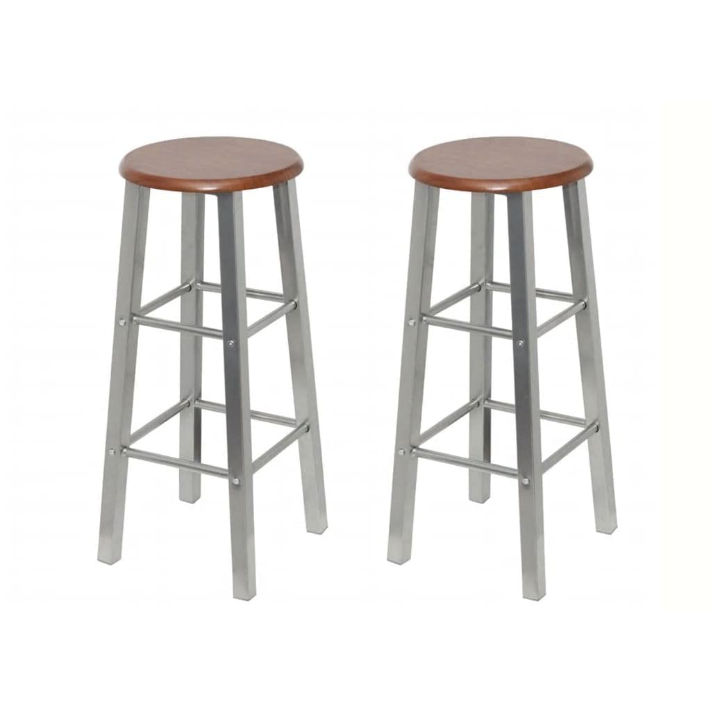 SKM Bar Stools Set of 2 - Modern Metal Bar Height Stools with Durable MDF Seat - Perfect for Kitchen Island, Breakfast Bar & Home Pub Decor