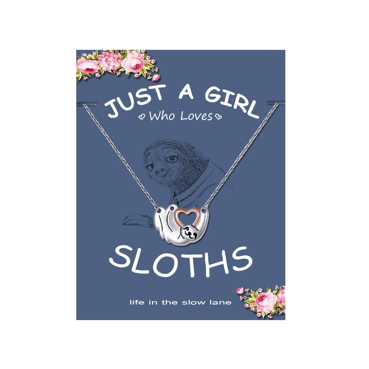 Silver Sloth Charm Necklace - Cute Animal Jewelry for Everyday Wear