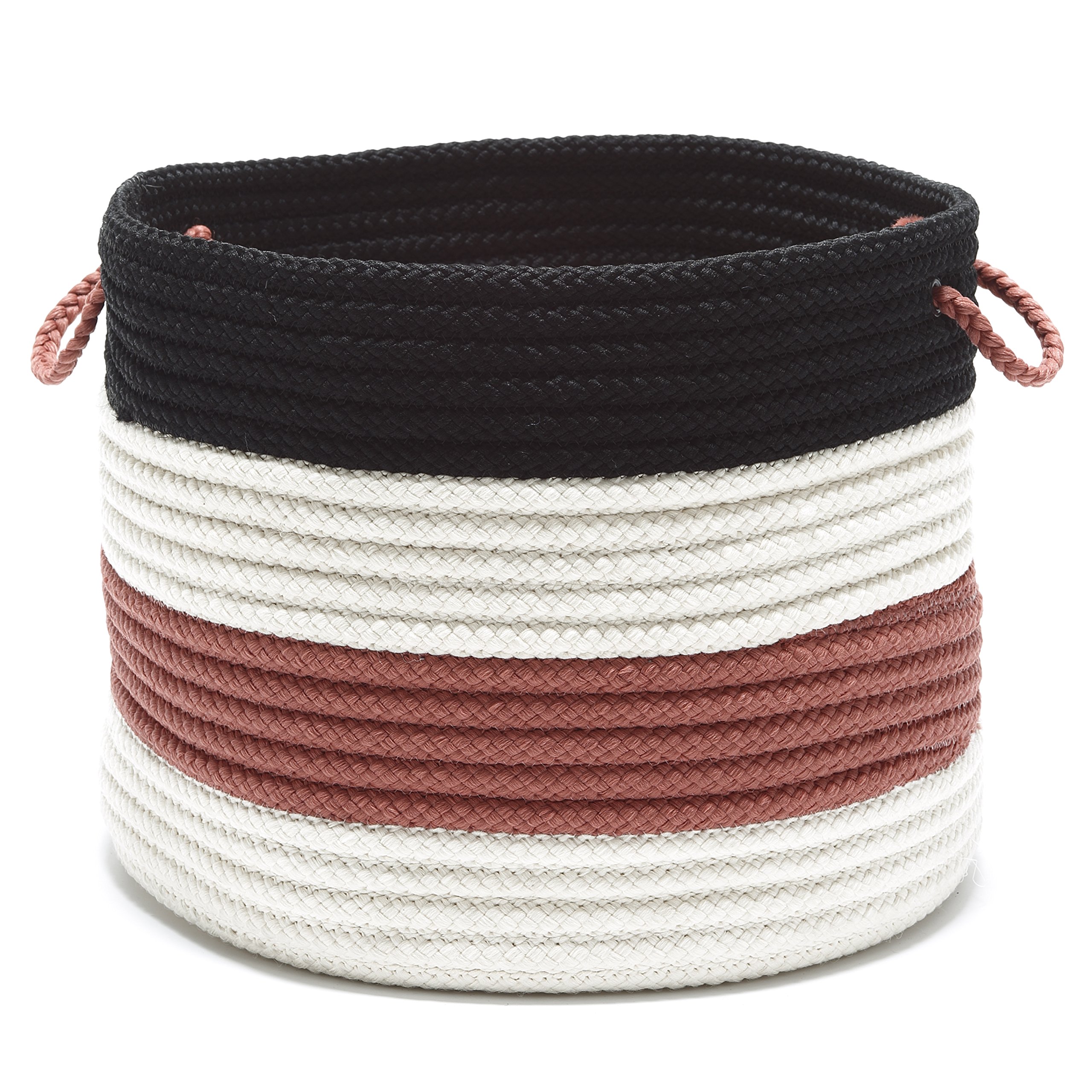 Grove Baskets Banded Basket - 19x19x15 Inch Large Woven Storage Basket in Terracotta - Perfect for Home Organization, Laundry, Toys & Blanket Storage