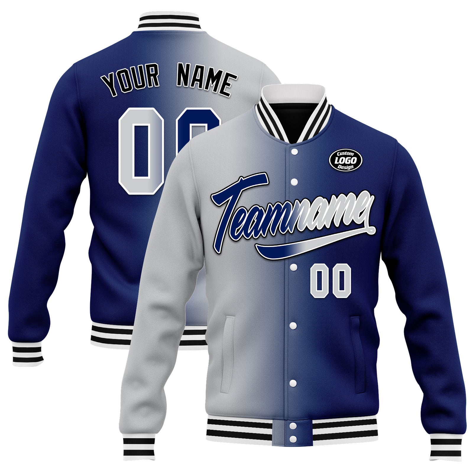 Custom Gradient Fashion Bomber Jacket - Full Snap Varsity Letterman Personalized Coat for Men & Women | Perfect for Casual Wear, Street Style & School Events (FZ005 D028015)
