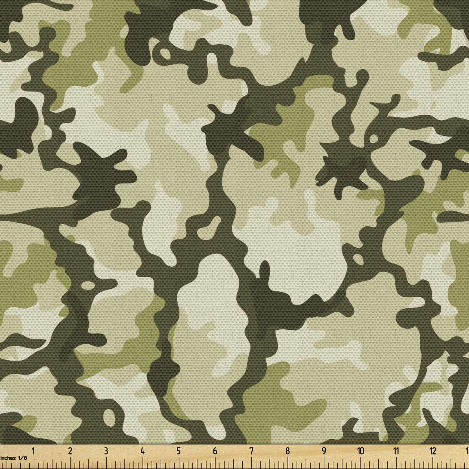 Ambesonne Camo Fabric by The Yard - Green Woodland Nature Design Upholstery Fabric for Sofa, Curtains & Home Decor (10 Yards, Pale Green & Dark Green) | Perfect for Hunting Gear, Outdoor Decor & DIY Projects