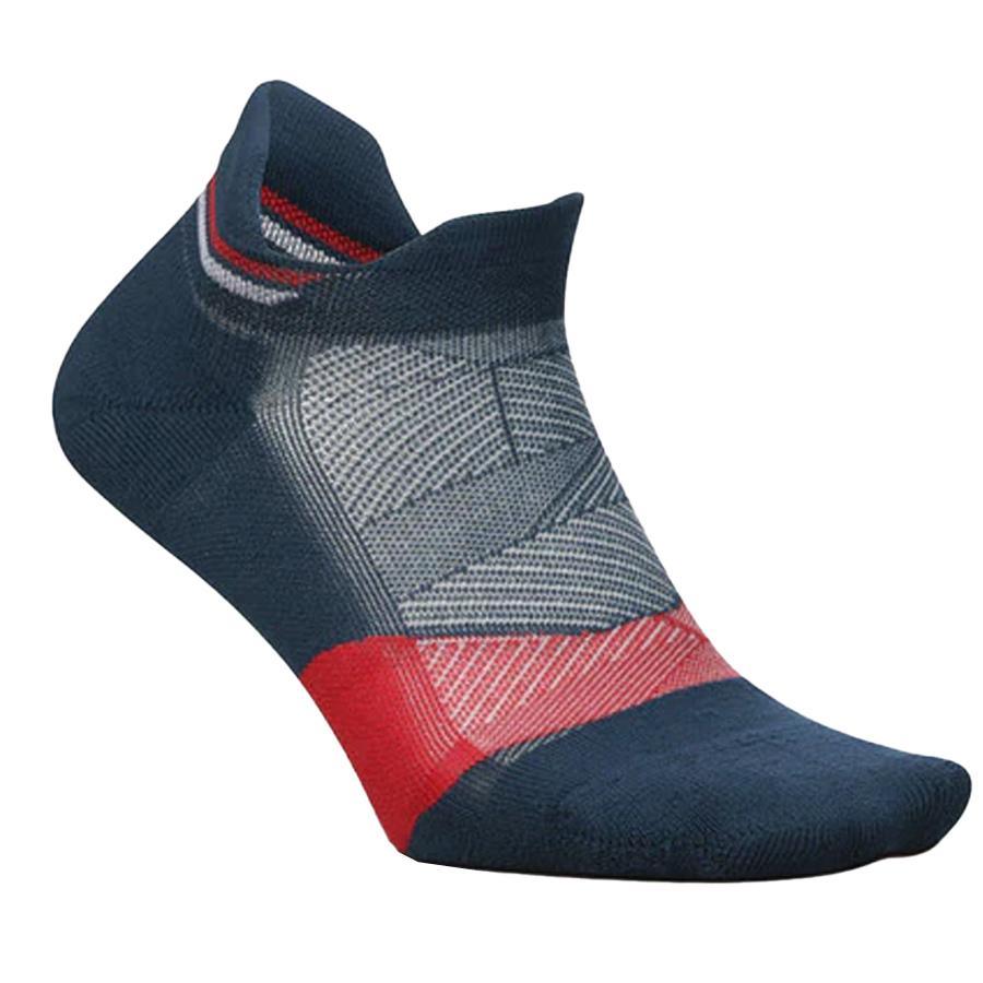 Elite Max Cushion No Show Tab Socks for Men & Women - Breathable Anti-Slip Athletic Socks - USA Navy Blue - Perfect for Running, Gym Workouts & Everyday Wear