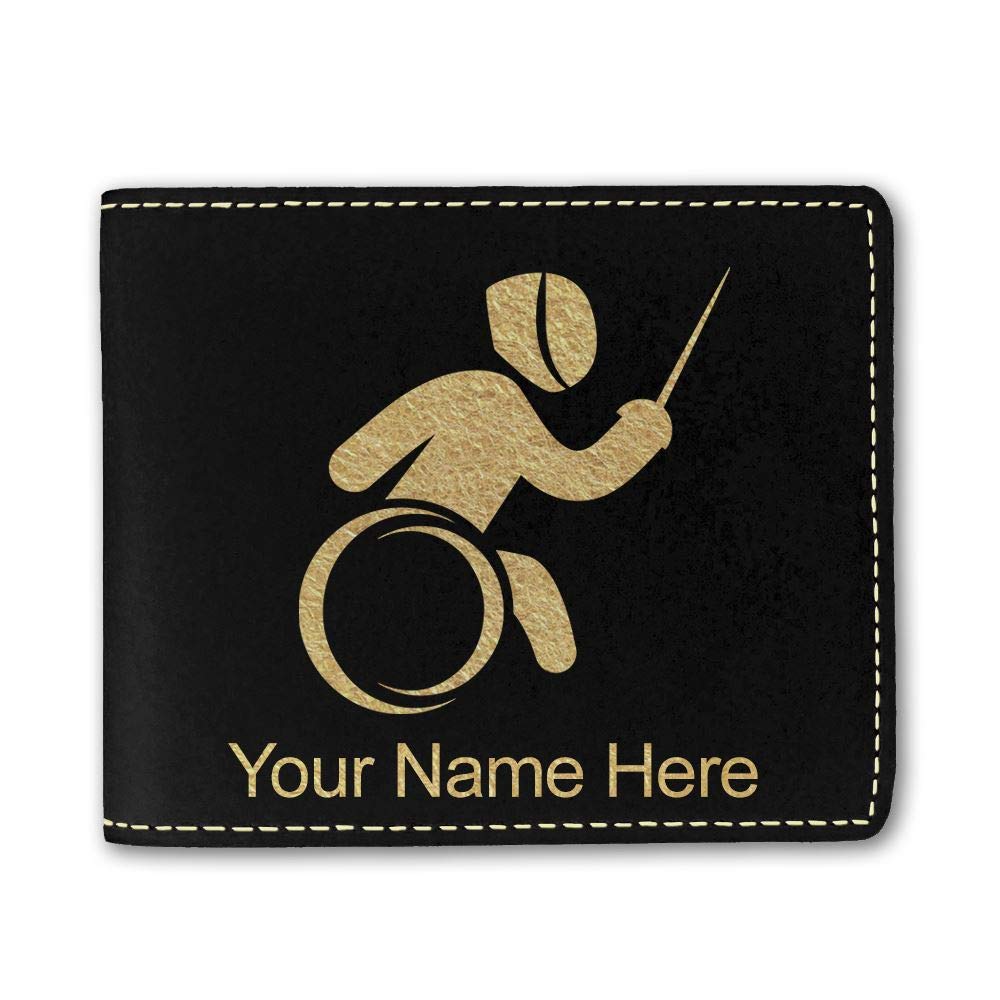Genuine Faux Leather Wallet for Men & Women - Custom Engraved Personalized Gift - Perfect for Wheelchair Fencing Fans & Everyday Use