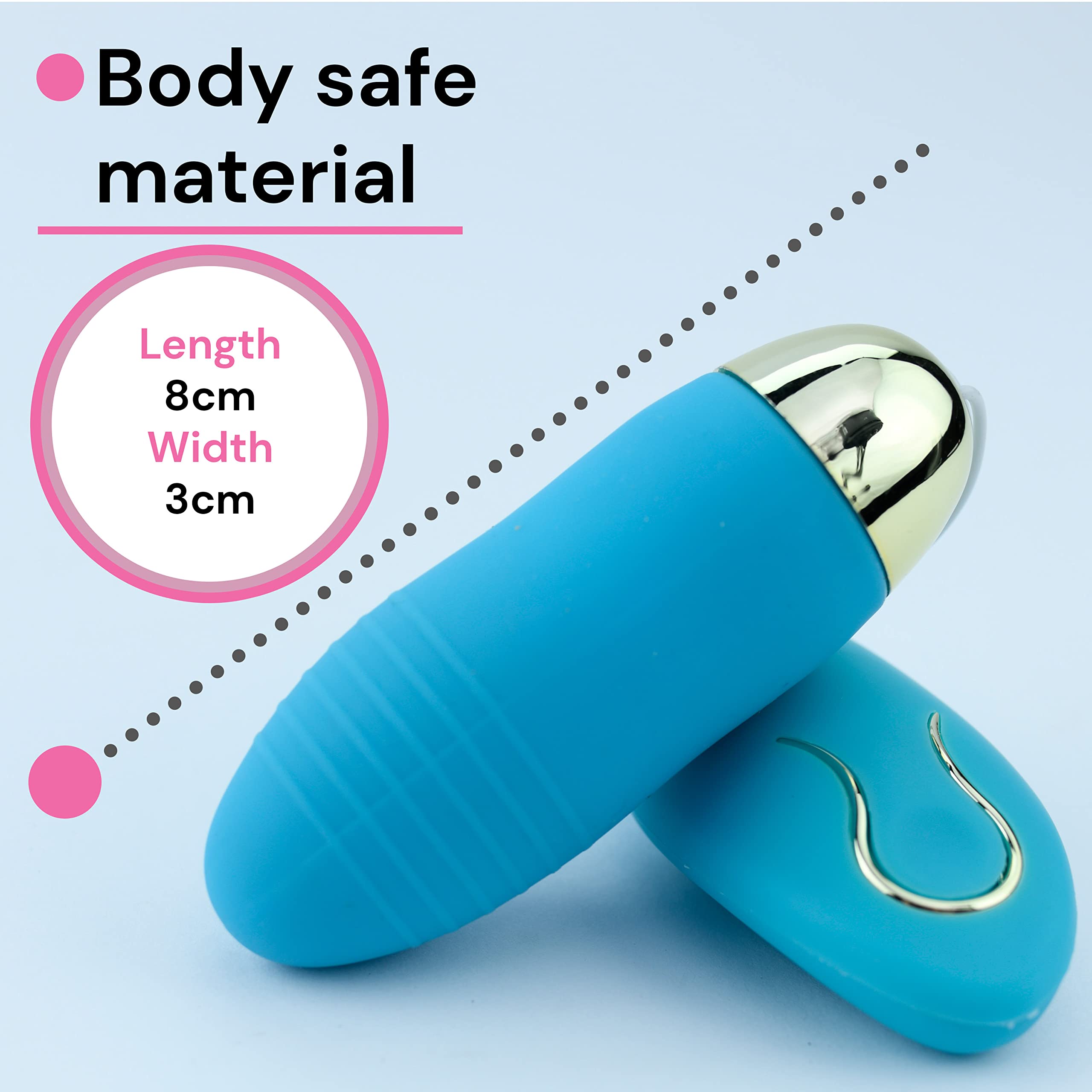 Remote Control Egg Vibrator for Women - 8cm x 3cm Silicone Vibrating Massager - Wireless Couple Sex Toy for Intimate Play & Long Distance Relationships - Perfect for Travel & Discreet Pleasure