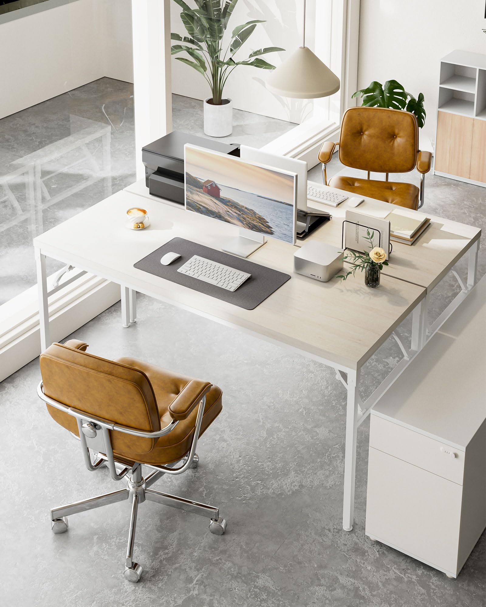 70 Inch TEMI Computer Desk - Large Wooden Folding Desk for Home Office | Executive Writing & Gaming Desk | Space-Saving Foldable Work Table (No Assembly Required, White) - Perfect for Small Spaces, Remote Work & Gaming Setups