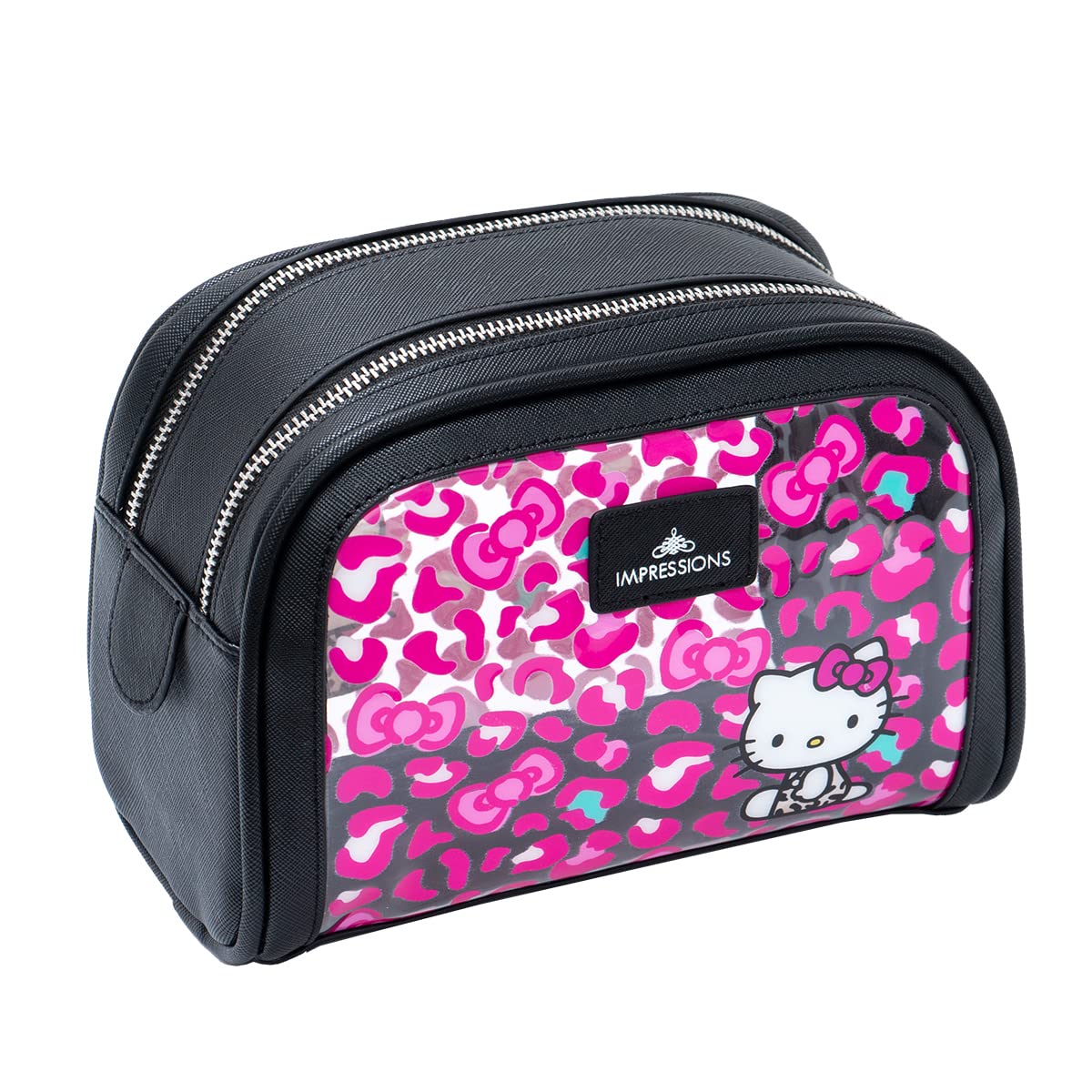 Hello Kitty Travel Makeup Bag with Removable Divider & Double Zipper Pockets, Waterproof Cosmetic Organizer for Brushes & Toiletries, Pink - Perfect for Travel, Gym & Daily Use