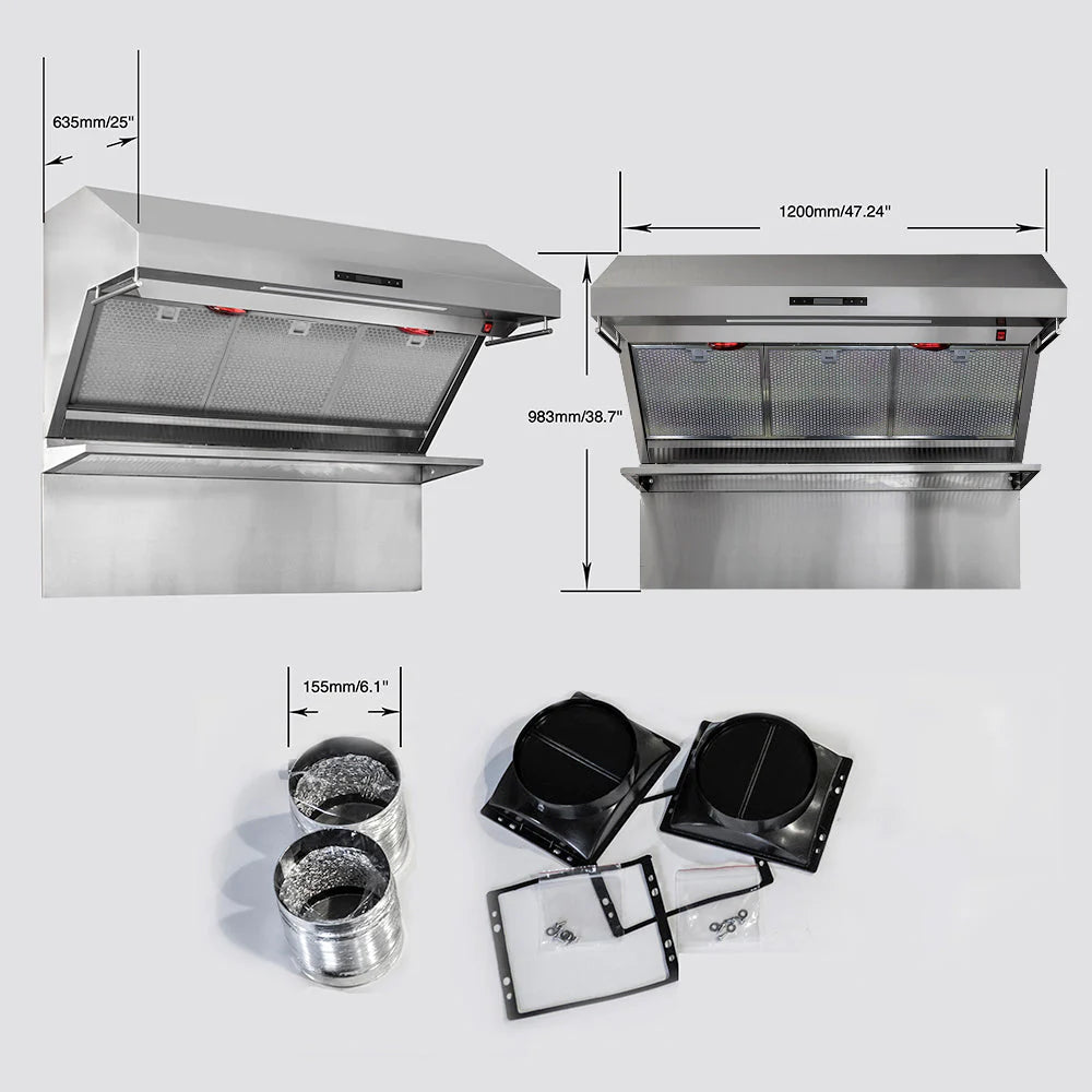 Forno Savona 48-Inch Wall Mount Range Hood with Backsplash - Stainless Steel Kitchen Vent Hood for Stove - Powerful 900 CFM, LED Lights, 3 Speed Settings - Ideal for Home Cooking, Grilling, and Baking (Model FRHWM5029 48HB)