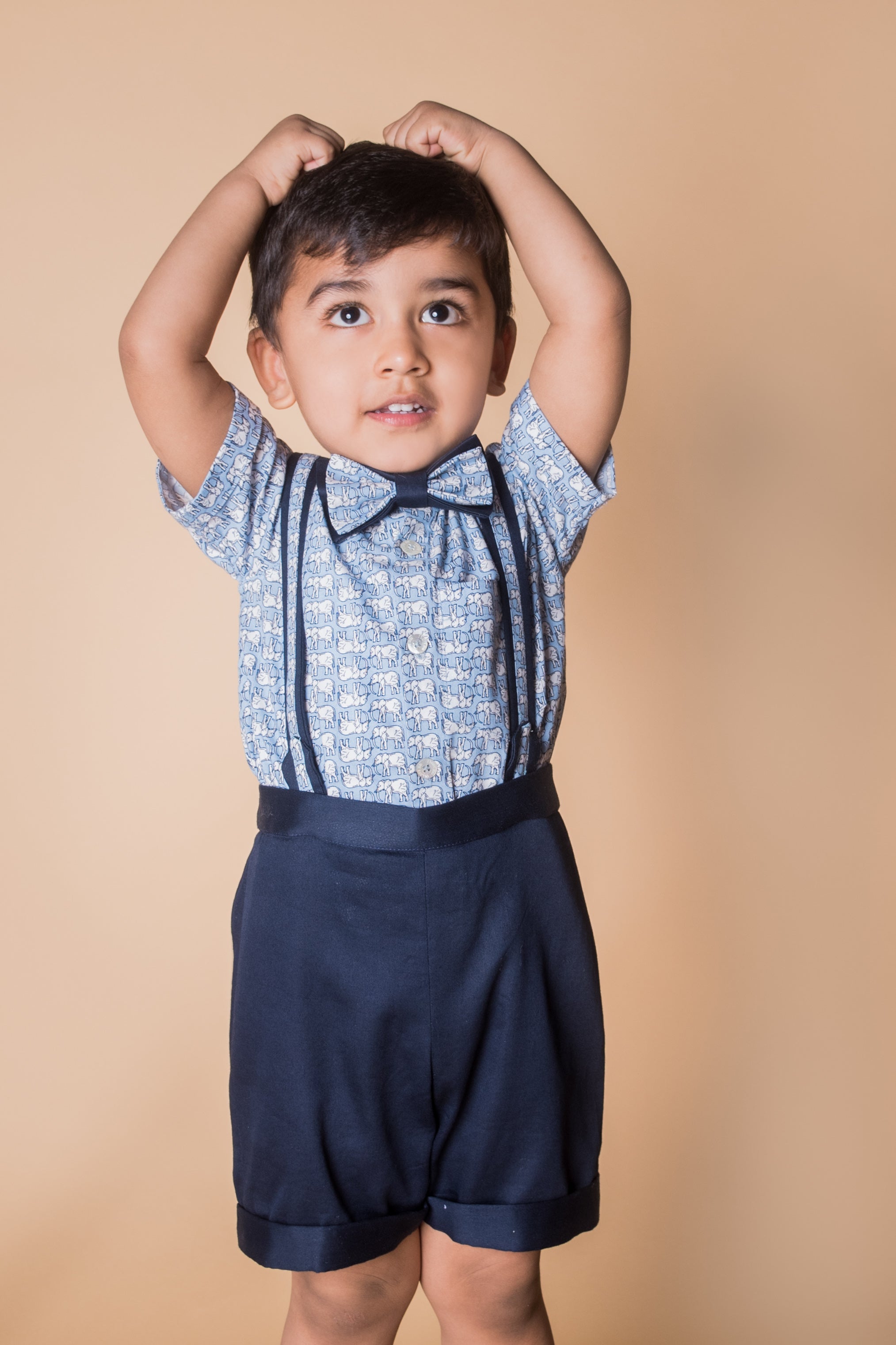 Pre Order: Stylish Half Shirt and Short Set with Suspenders & Bow Tie - Perfect for Weddings, Parties & Special Occasions