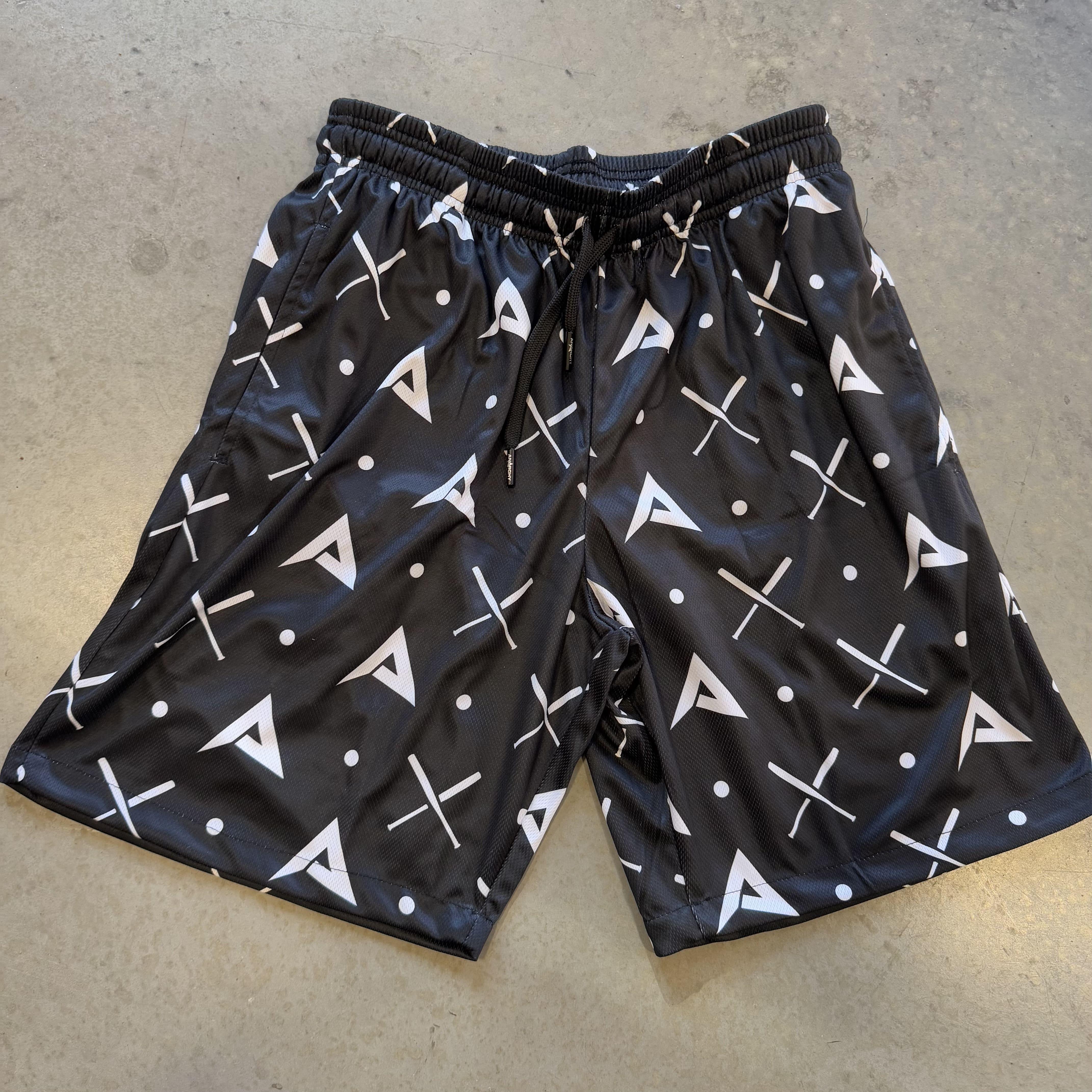 **Anarchy Mesh Shorts for Men & Women - Breathable Black & White Athletic Running Shorts - Perfect for Gym, Workout, and Casual Wear**