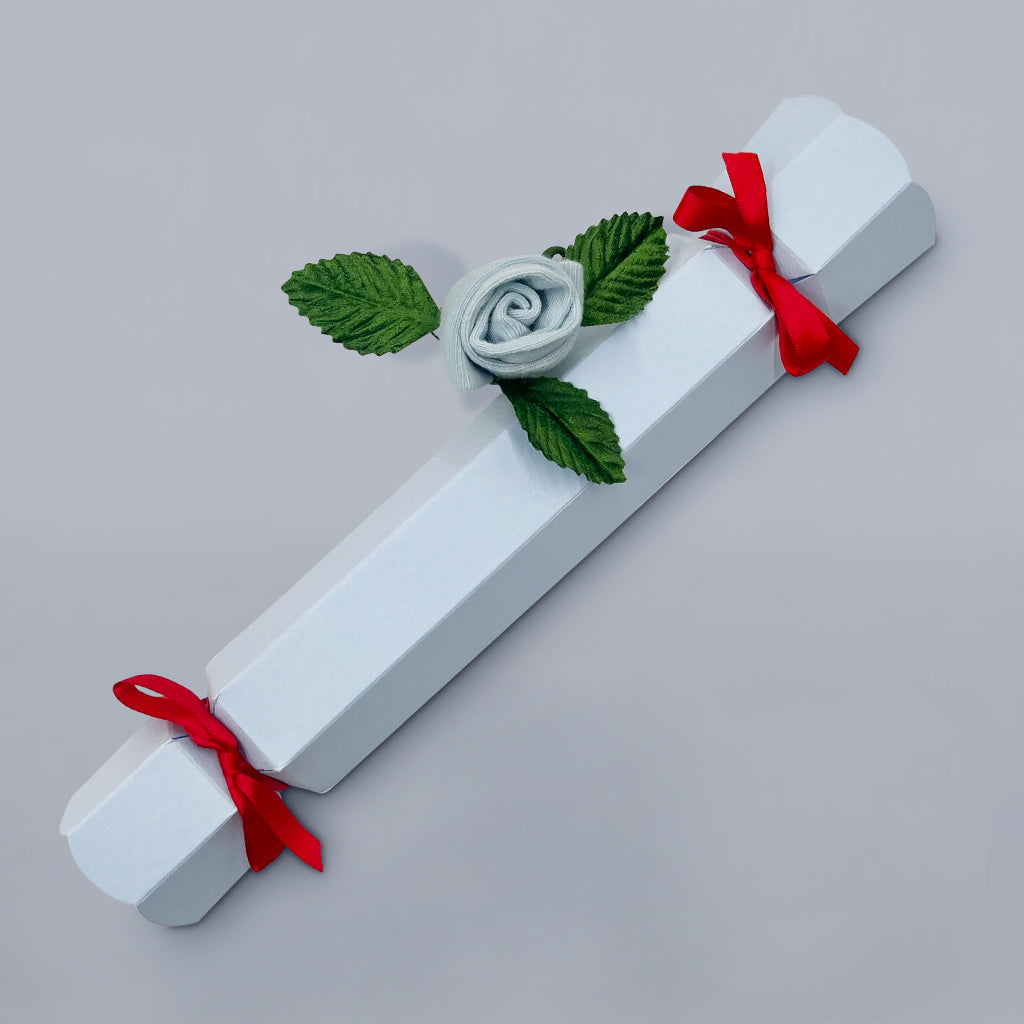 Baby's First Christmas Rosebud Sock Cracker - Blue Holiday Gift for Newborns & Infants - Perfect for Christmas Stockings, Photo Props & Keepsakes