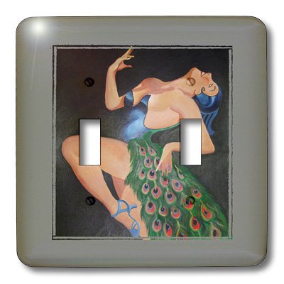 3D Rose Woman Peacock Party Double Toggle Switch - Decorative Light Switch Cover for Home, Bedroom, Bathroom & Office Decor