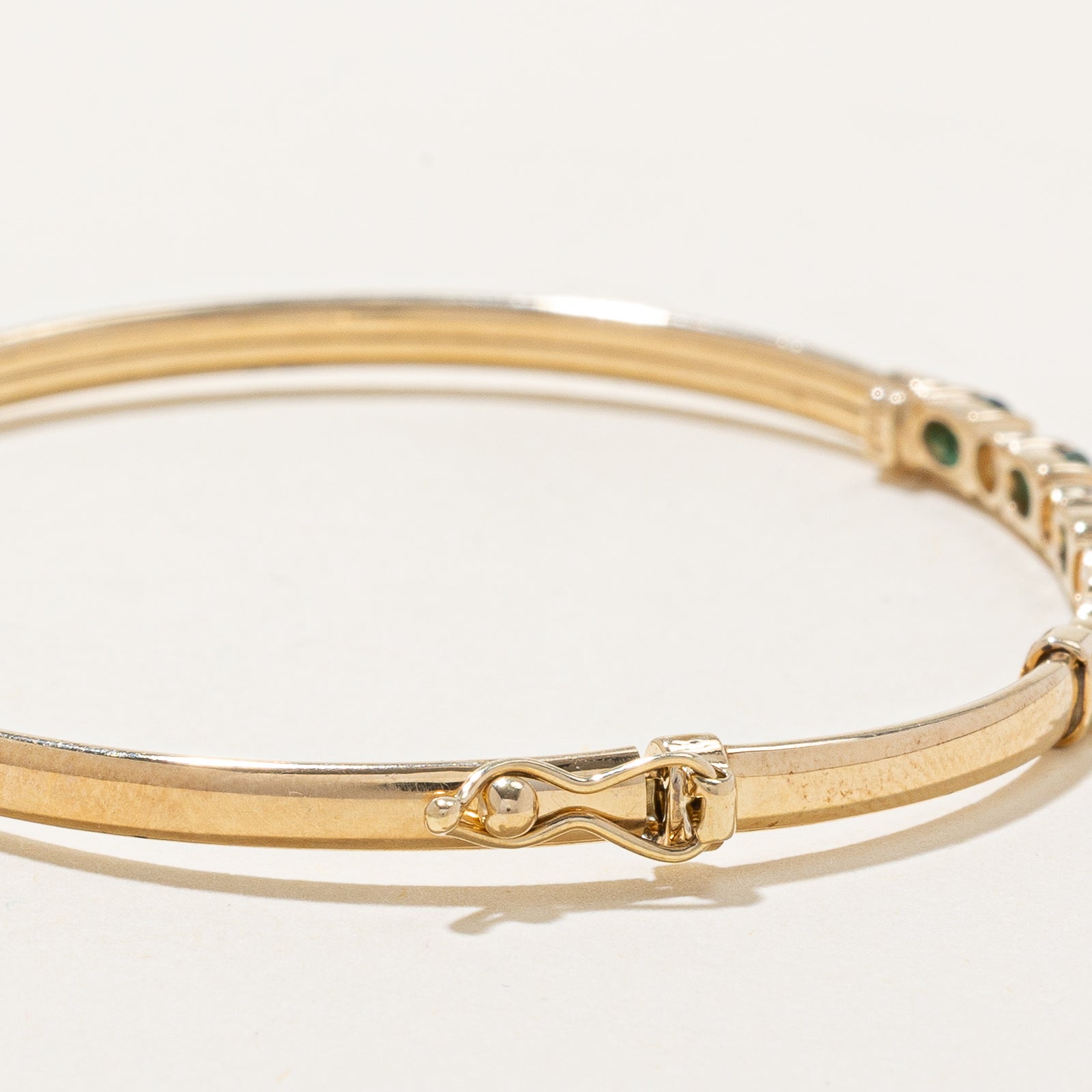 Emerald and Diamond Bangle Bracelet for Women - 1.00ctw Genuine Emerald & 0.015ctw Real Diamonds - 7 Inches Adjustable - Elegant Jewelry Gift for Anniversary, Birthday, Wedding & Special Occasions