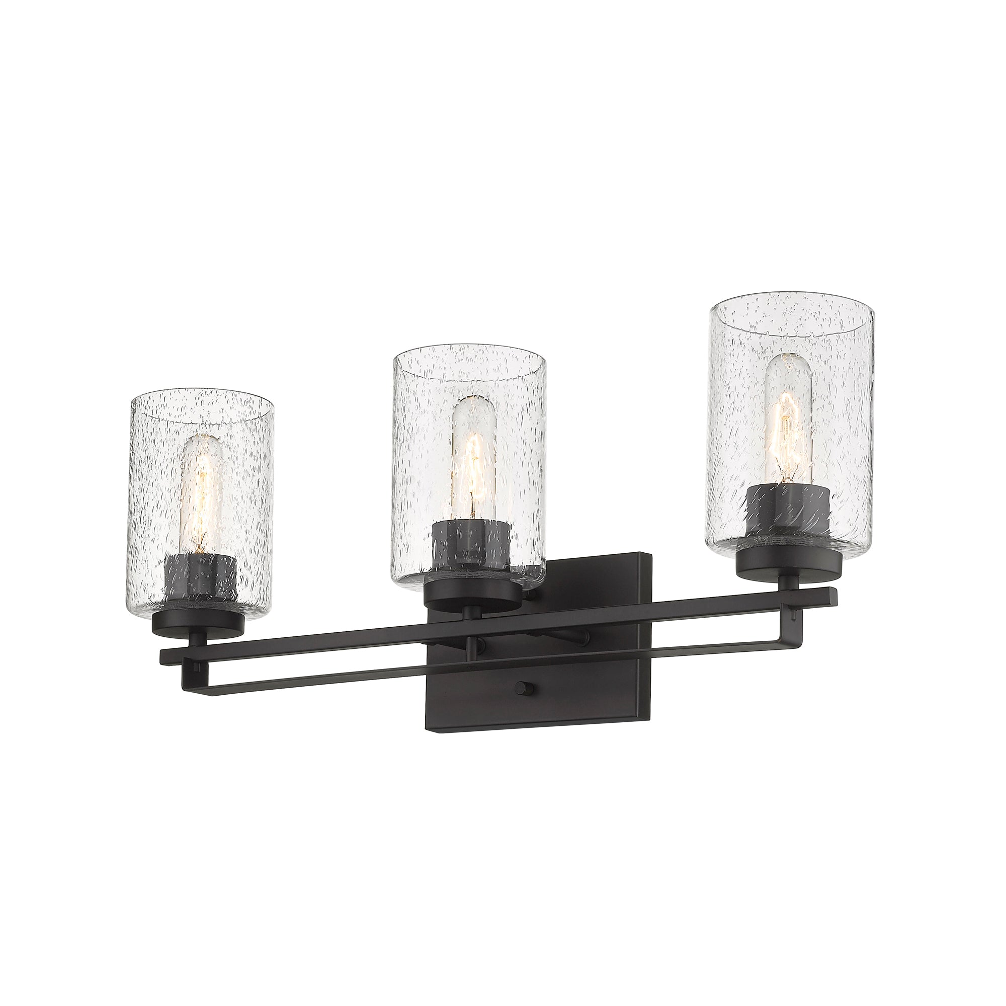 Borella Black Vanity Light - Modern Bathroom Wall Sconce with Clear Glass Shades, 3-Light Fixture for Dressing Table, Makeup Mirror Lighting, Bedroom Decor