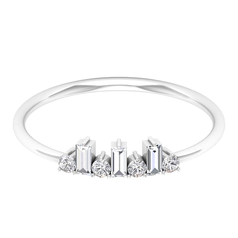 1/4 CT Moissanite Cluster Promise Ring - 14K Solid Gold Minimalist Baguette & Round Moissanite Engagement Ring | Certified Ethical Gemstone for Anniversaries, Proposals & Special Occasions