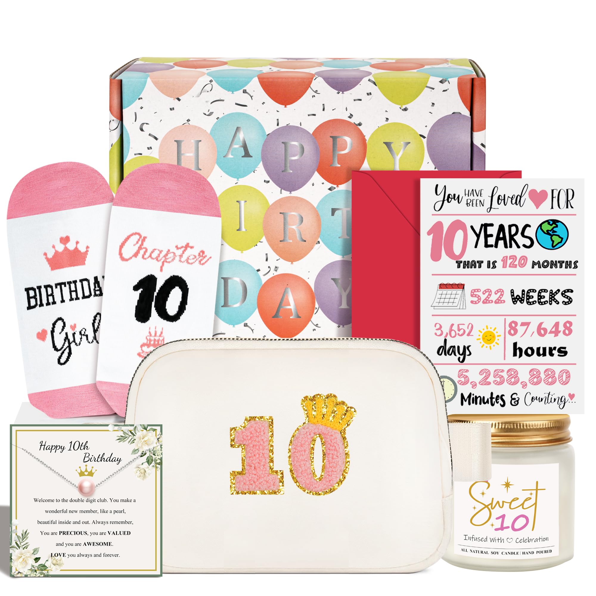 Best Birthday Gifts for 10-13 Year Old Girls - Trendy Fanny Pack, Scented Candles, Cute Socks, Necklace Set & Greeting Card Gift Box | Perfect for Parties, Sleepovers & Special Occasions