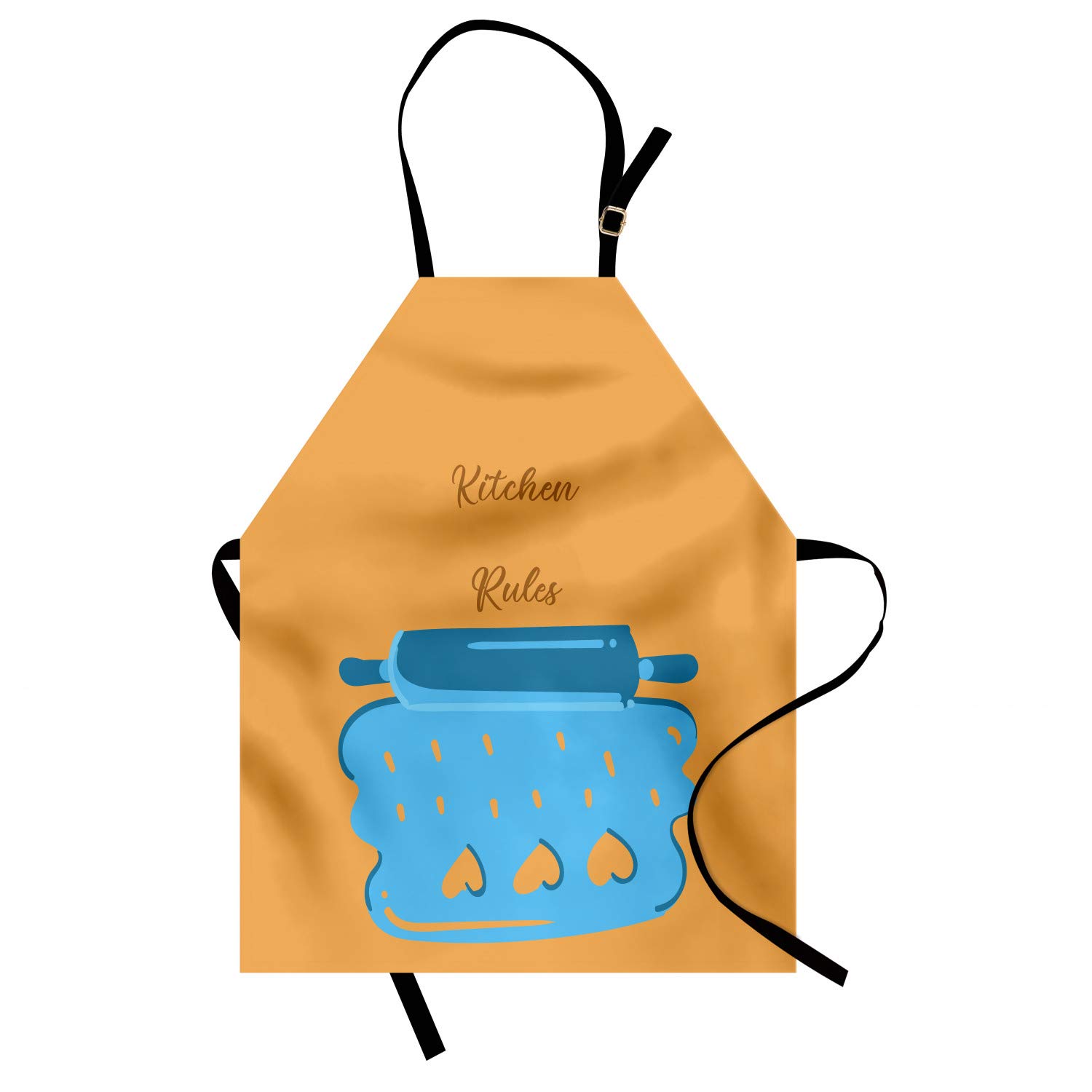 Ambesonne Personalized Chef Apron - Cartoon Baking & Cooking Design with Colorful Rolling Pin & Heart Motif - Adjustable Unisex Kitchen Bib for Adults (Sky Blue) - Perfect for Home Cooking, Baking Parties & Culinary Gifts