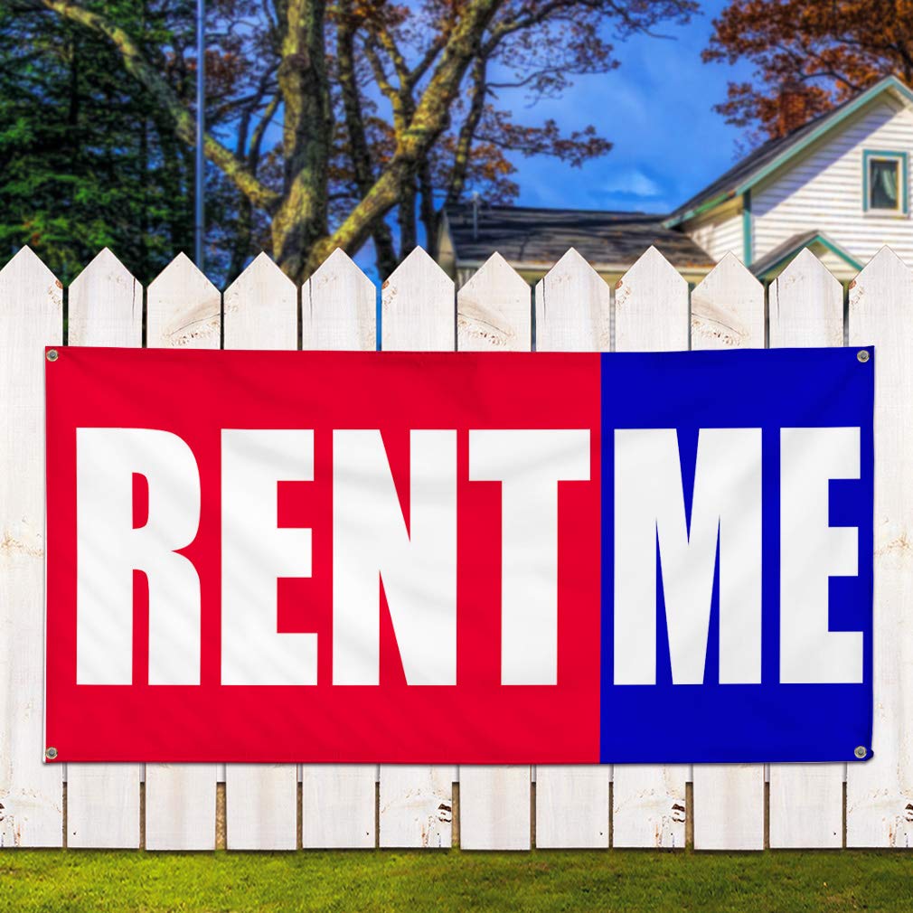 Rent Me Vinyl Banner Sign - 48x96 Inch Custom Business Promotion & Advertising (Multiple Sizes Available) - Heavy Duty with 8 Grommets - Perfect for Storefronts, Events, and Outdoor Marketing Campaigns