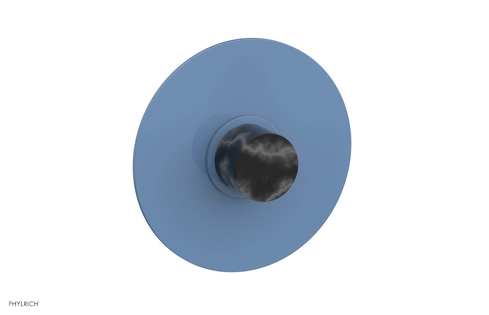 BASIC II Pressure Balance Round Shower Plate & Handle Trim Kit - Black Marble Handle 4 182 - Perfect for Modern Bathroom Renovations and Spa-Like Shower Experiences