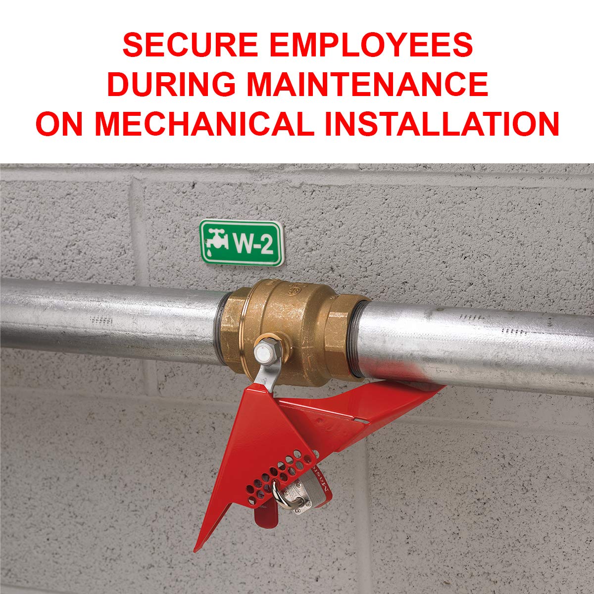 Red Metal Ball Valve Lockout Device - Safety Lockout Tagout (LOTO) for Industrial & Plumbing Use
