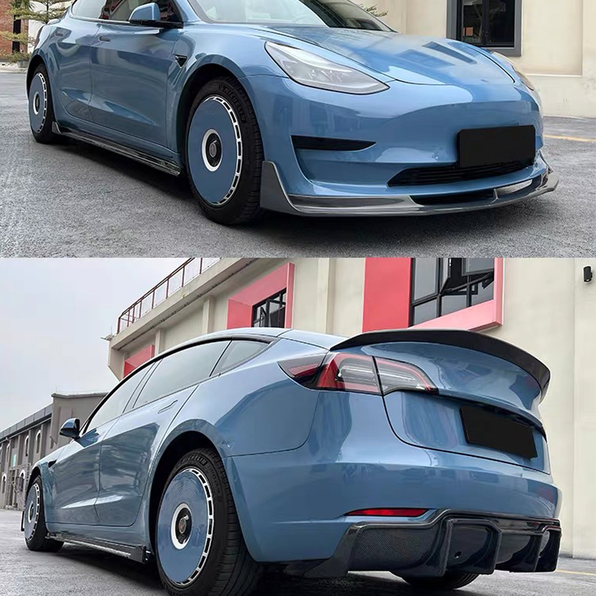 Premium Real Carbon Fiber V Style Side Skirts for Tesla Model 3 (2017-2024) - Enhance Style & Aerodynamics for Street & Track Performance