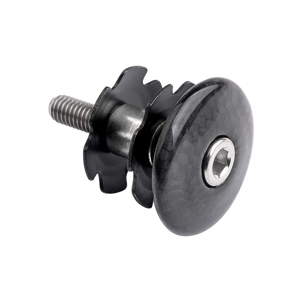 Premium Carbon Fiber Bike Headset Top Cap with M6x35mm Titanium Bolt & Star Nut - Compatible with 1-1/8