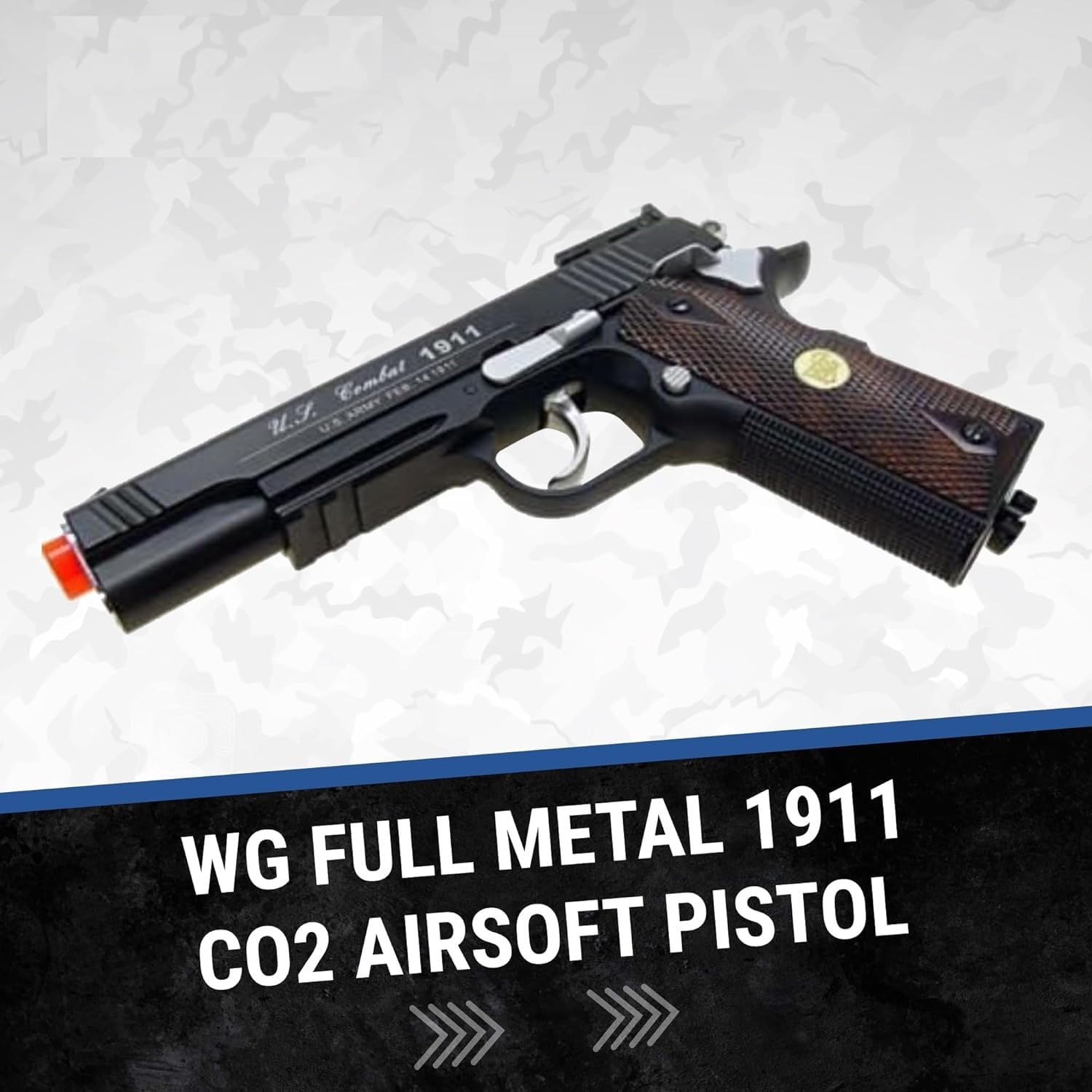 500 FPS Full Metal WG Airsoft M1911 CO2 Gas Pistol - 6mm BB Gun for Airsoft Games & Target Shooting | High-Powered Realistic Airsoft Handgun for Outdoor & Indoor Training