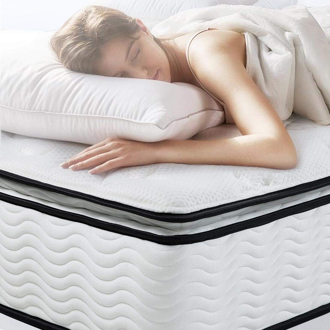 EASELAND Twin XL Size Mattress - 10 Inch Bamboo Pillow Top Hybrid Mattress in a Box with Innerspring & Cooling Gel Memory Foam for Support & Pressure Relief, Medium Firm - Perfect for Guest Rooms, Dorms & Small Spaces