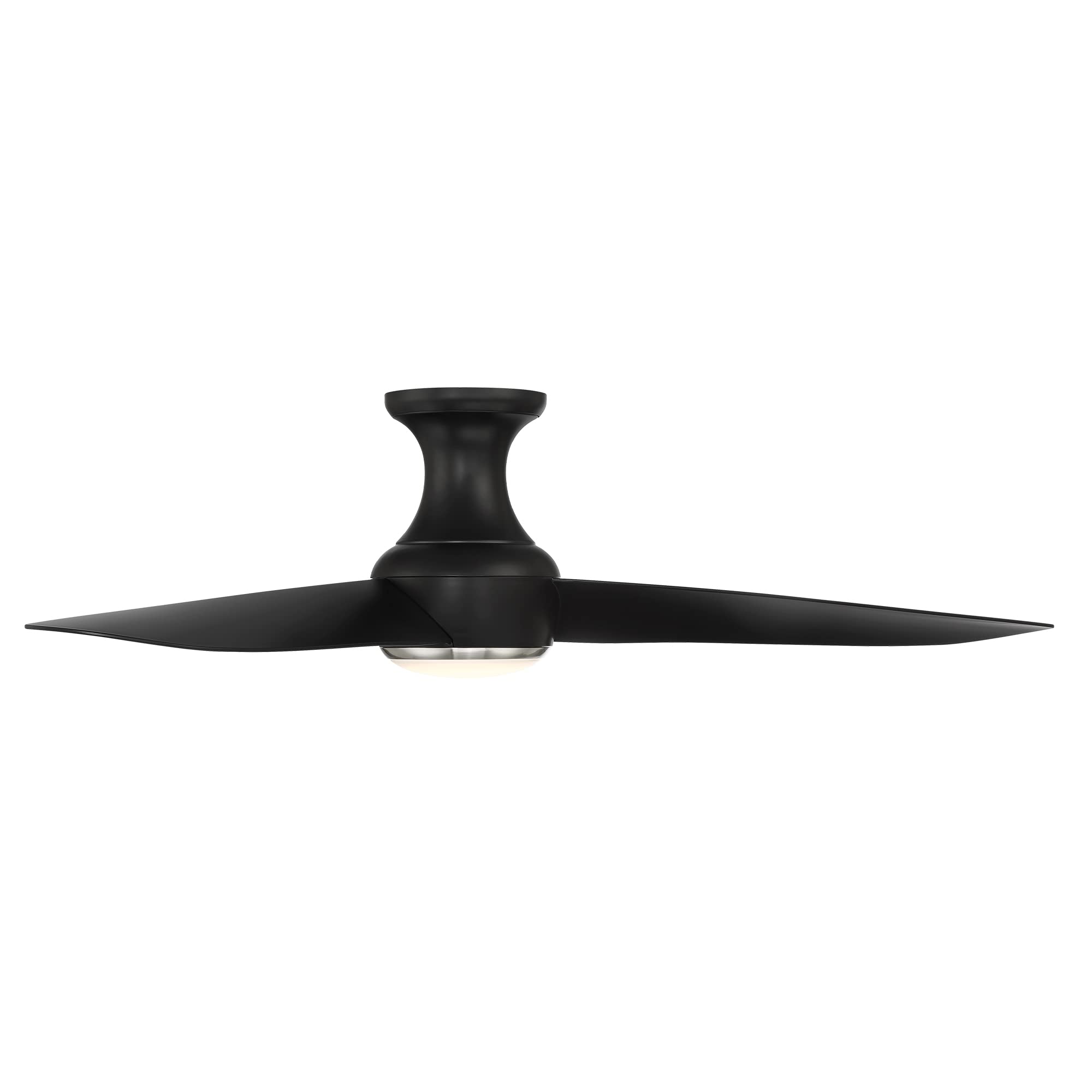 Corona Smart 52-Inch 3-Blade Flush Mount Ceiling Fan with LED Light Kit, Brushed Nickel Black, 3500K, Remote Control, Alexa, iOS & Android App Compatible for Living Room, Bedroom, and Patio