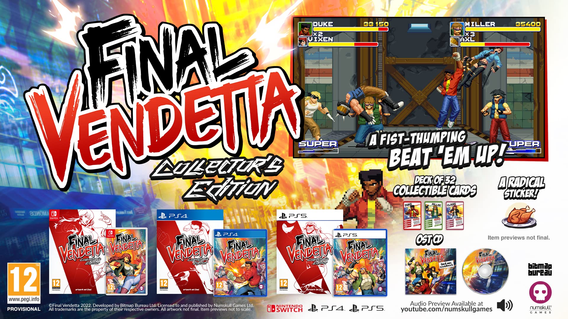 Final Vendetta Collector's Edition for PlayStation 5 - Limited Edition Beat 'Em Up Game for PS5 - Perfect for Retro Gaming Fans and Collectors - Play at Home or Gaming Parties