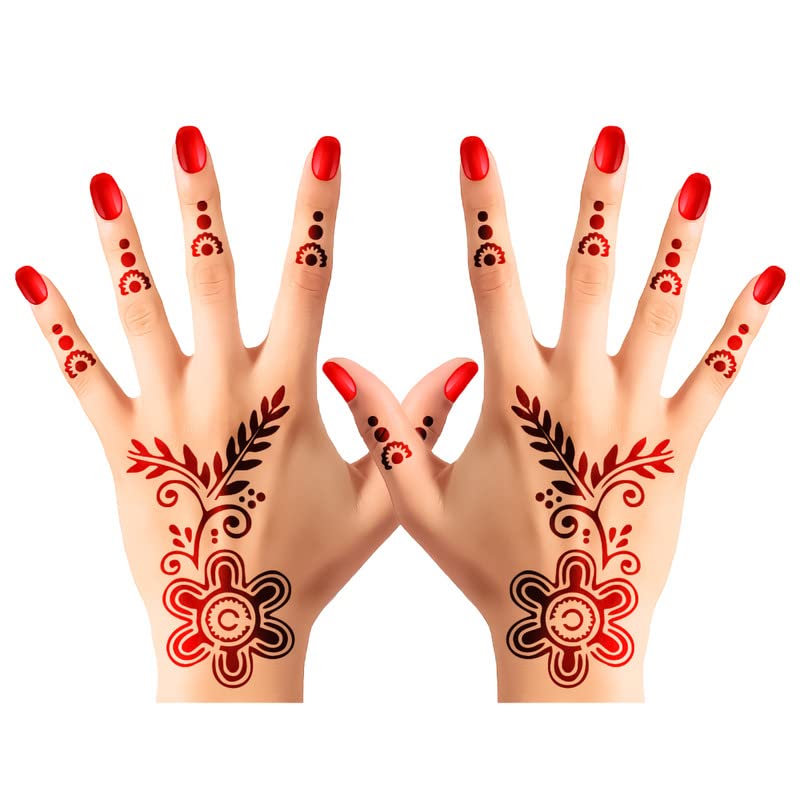 Apcute Henna Tattoo Stencil Kit for Women - Set of 2 Hand Mehndi Stencils with Reusable Stickers, Beautiful Henna Design A153 | Perfect for Weddings, Festivals & DIY Body Art