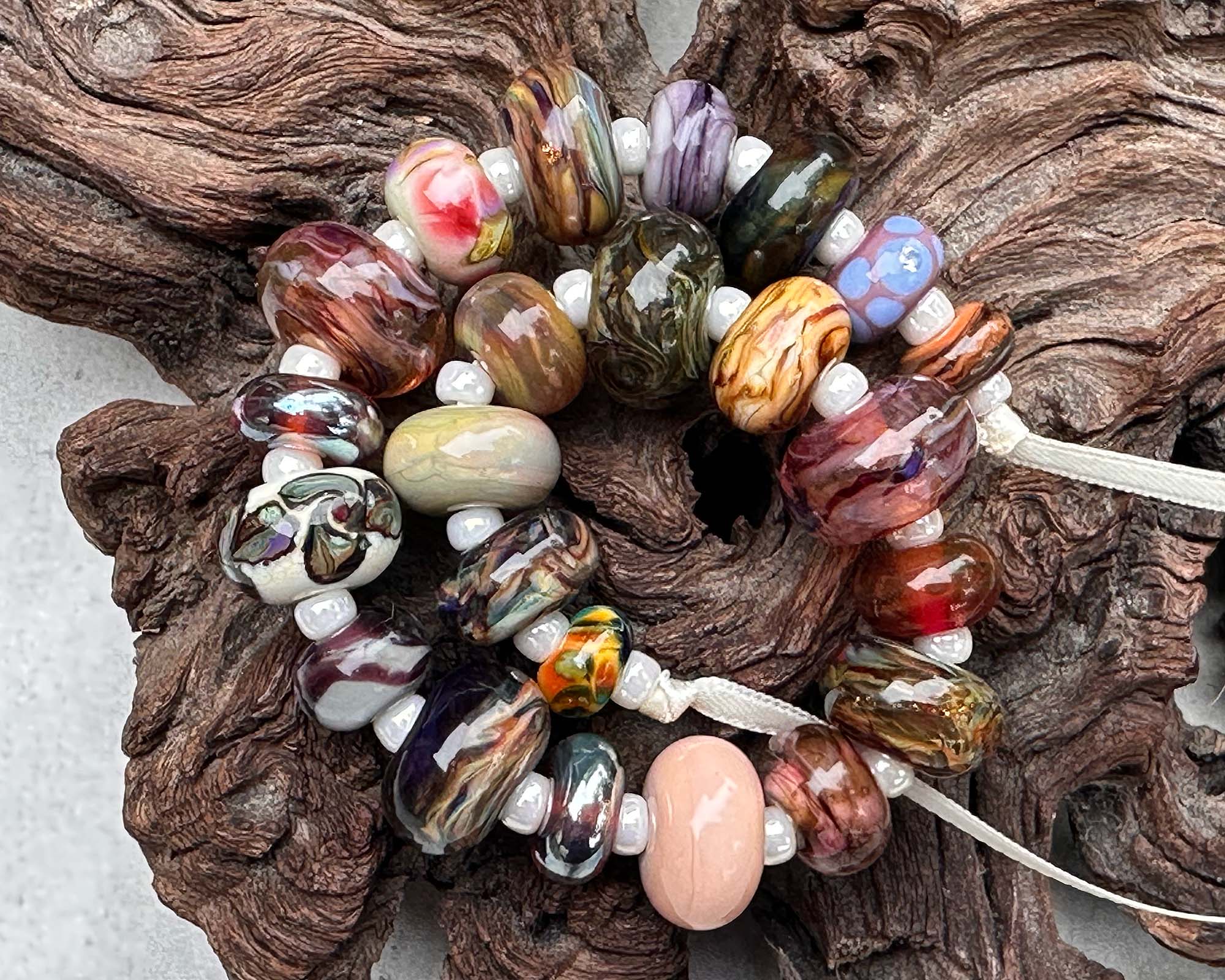 23-Piece Brown Lampwork Beads Set for Jewelry Making - Handmade Glass Beads for Necklaces, Bracelets & DIY Crafts (SRA)