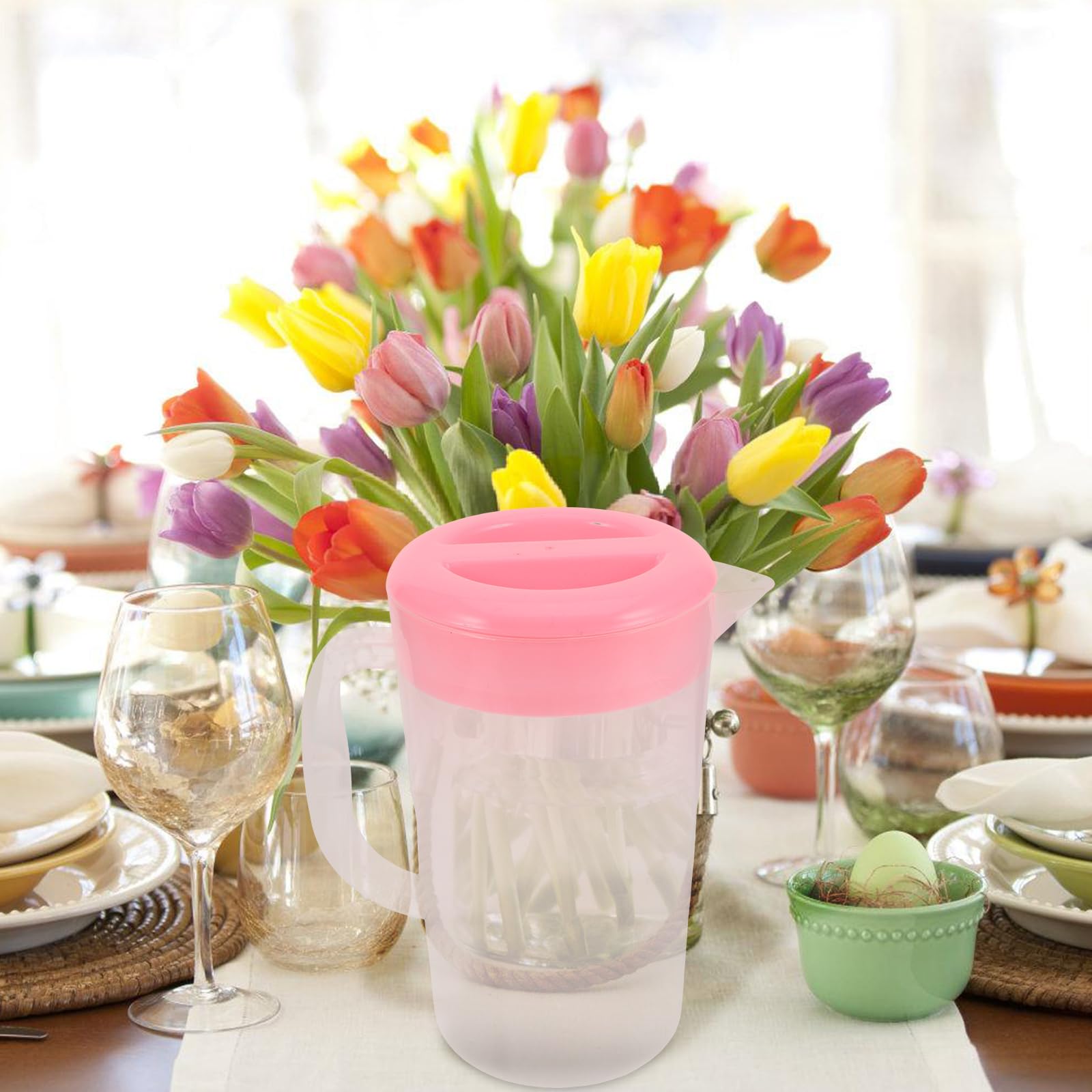 Cabilock 2L Glass Pitcher with Lid - Large Clear Water Jug for Iced Tea, Lemonade & Sun Tea | BPA-Free, Fridge Safe, Shatter-Resistant | Perfect for Parties, Picnics & Home Use