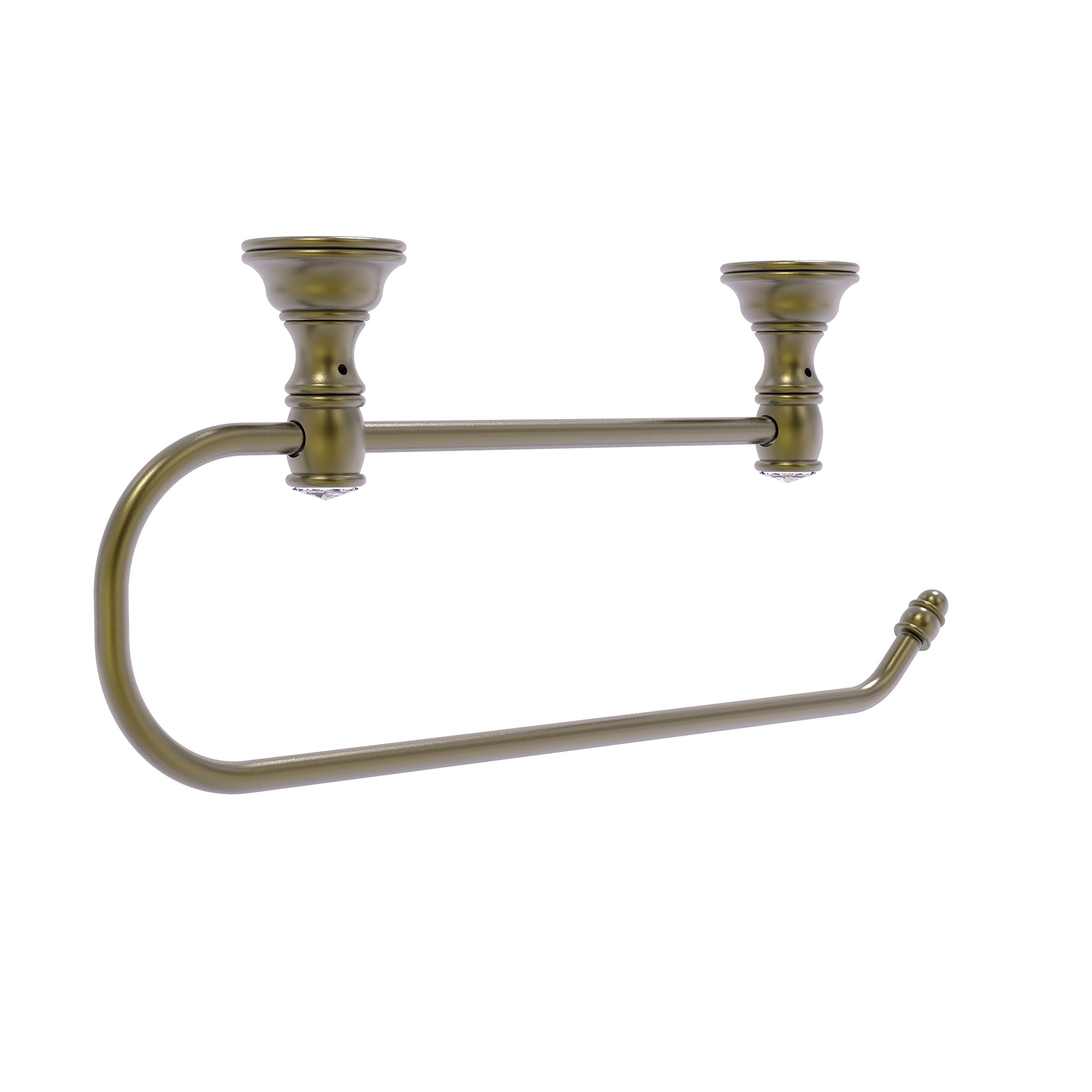 Allied Brass Carolina Crystal Collection Antique Brass Under Cabinet Paper Towel Holder - Elegant Kitchen Organizer for Paper Towels, Napkins & Cleaning Supplies