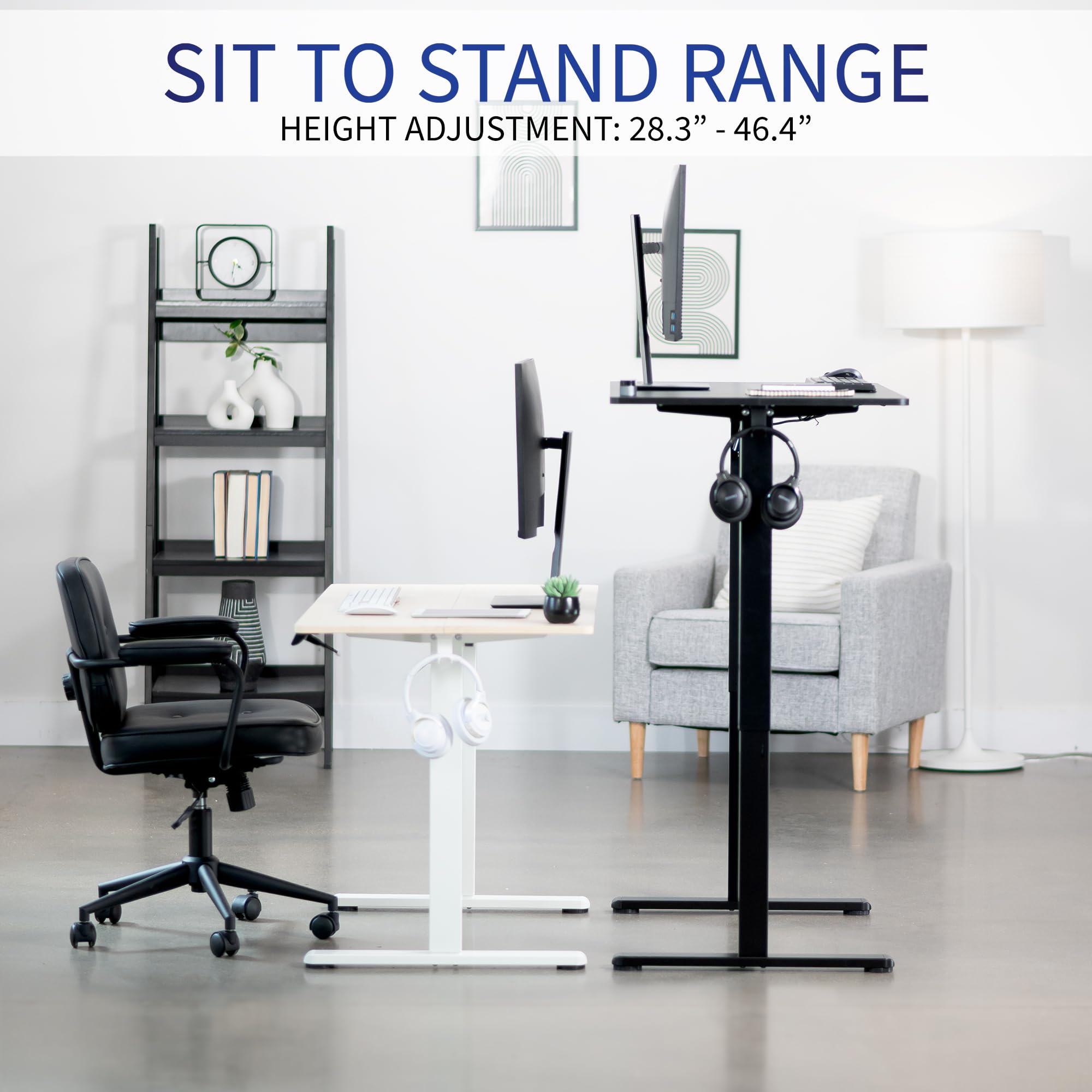 VIVO Electric Height Adjustable Standing Desk 44 x 24 Inches, Memory Controller, White Top & Frame (DESK-E144W) - Perfect for Home Office, Gaming Setup, and Workspace Ergonomics