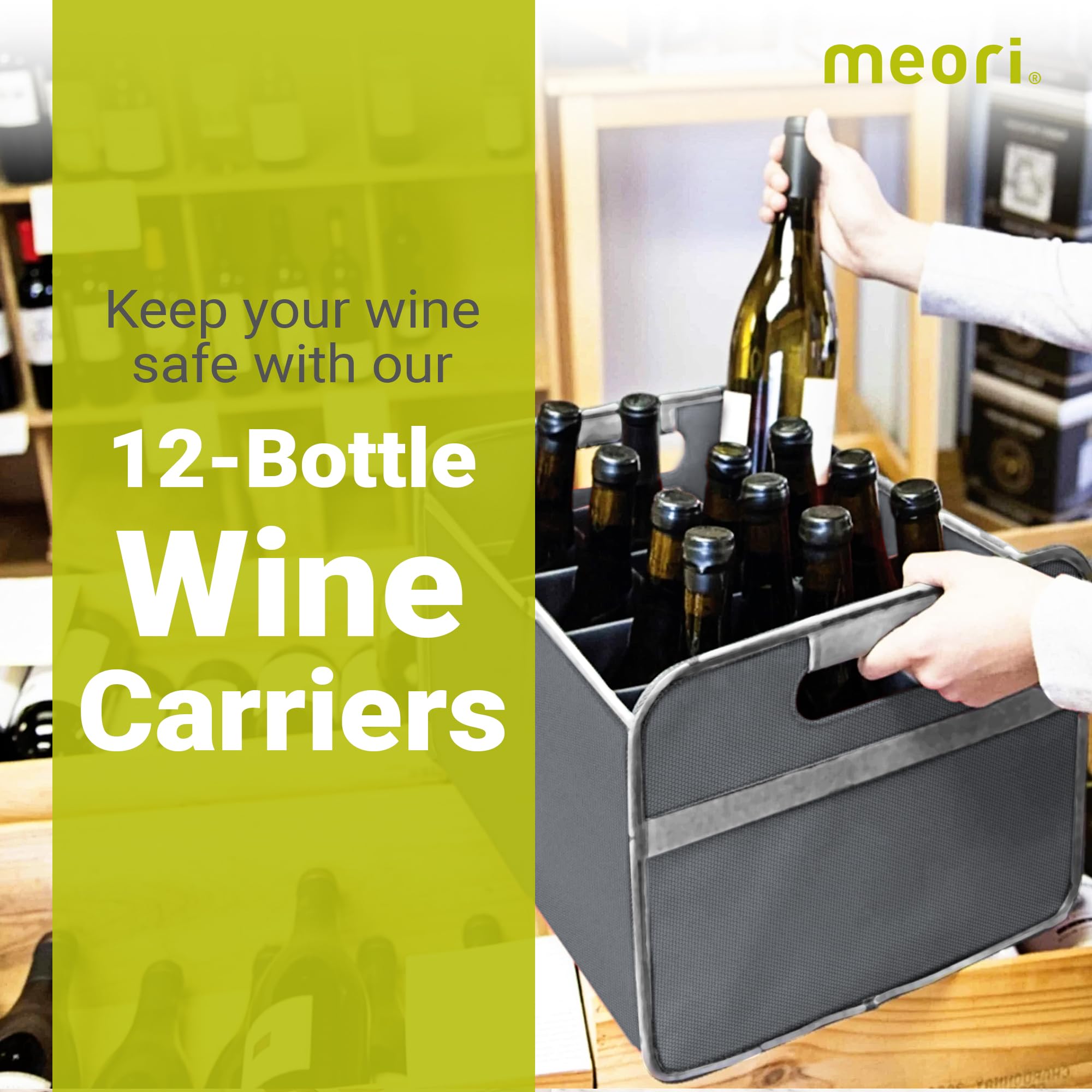 Collapsible 12-Bottle Wine Tote Bag - Durable & Tear-Resistant Reusable Alcohol Carrier | Foldable Portable Drink Tote for Picnics, Parties & Gifting | Granite Grey Wine Lovers Gift