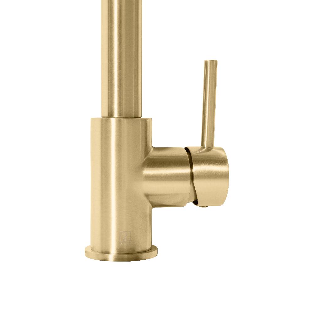 ZLINE Apollo Pull Down Spring Single Handle Kitchen Faucet in Champagne Bronze - High Arc Commercial Style Faucet for Modern Kitchens, Restaurants & Bar Sinks (APL KF CB)