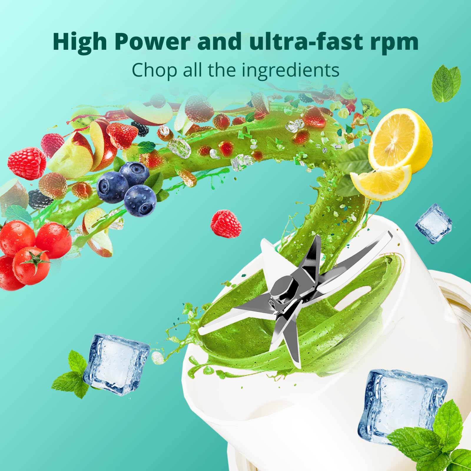 Portable USB Rechargeable Mini Blender for Smoothies, Shakes & Juices - Wireless Travel Blender with Straw for Protein Powder, Sauces & Puree - Perfect for Gym, Office, Camping & Home Use
