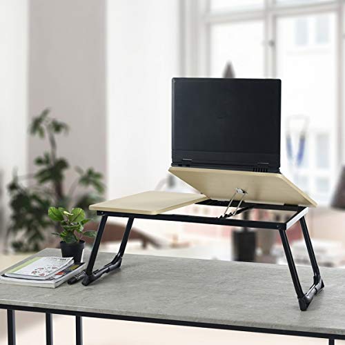 Ergonomic Laptop Stand for Desk & Bed - Foldable Portable Laptop Tray for Home Office, Living Room & Bedroom - Adjustable Computer Desk Organizer with Non-Slip Surface (Black) | Perfect for Remote Work, Gaming & Breakfast in Bed