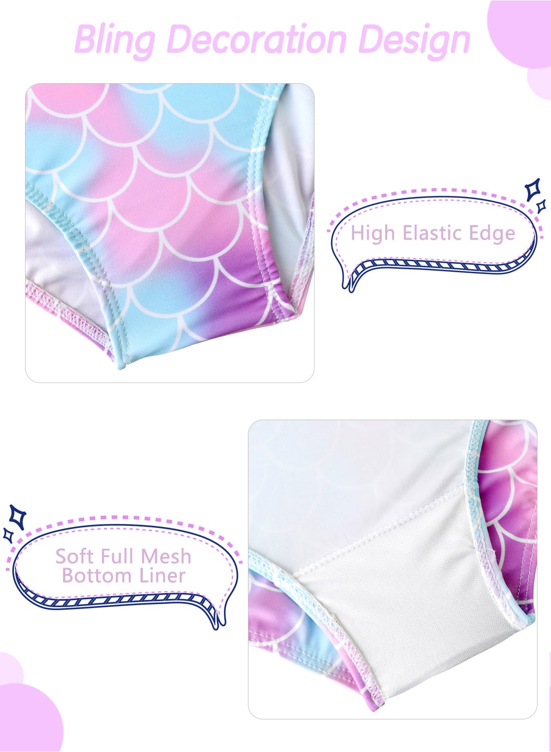 XiaoMoSha Girls One Piece Swimsuit for Toddler - Cute Mermaid Swimwear Bathing Suit for Baby Girls, Perfect for Beach, Pool, Summer Vacation & Water Play