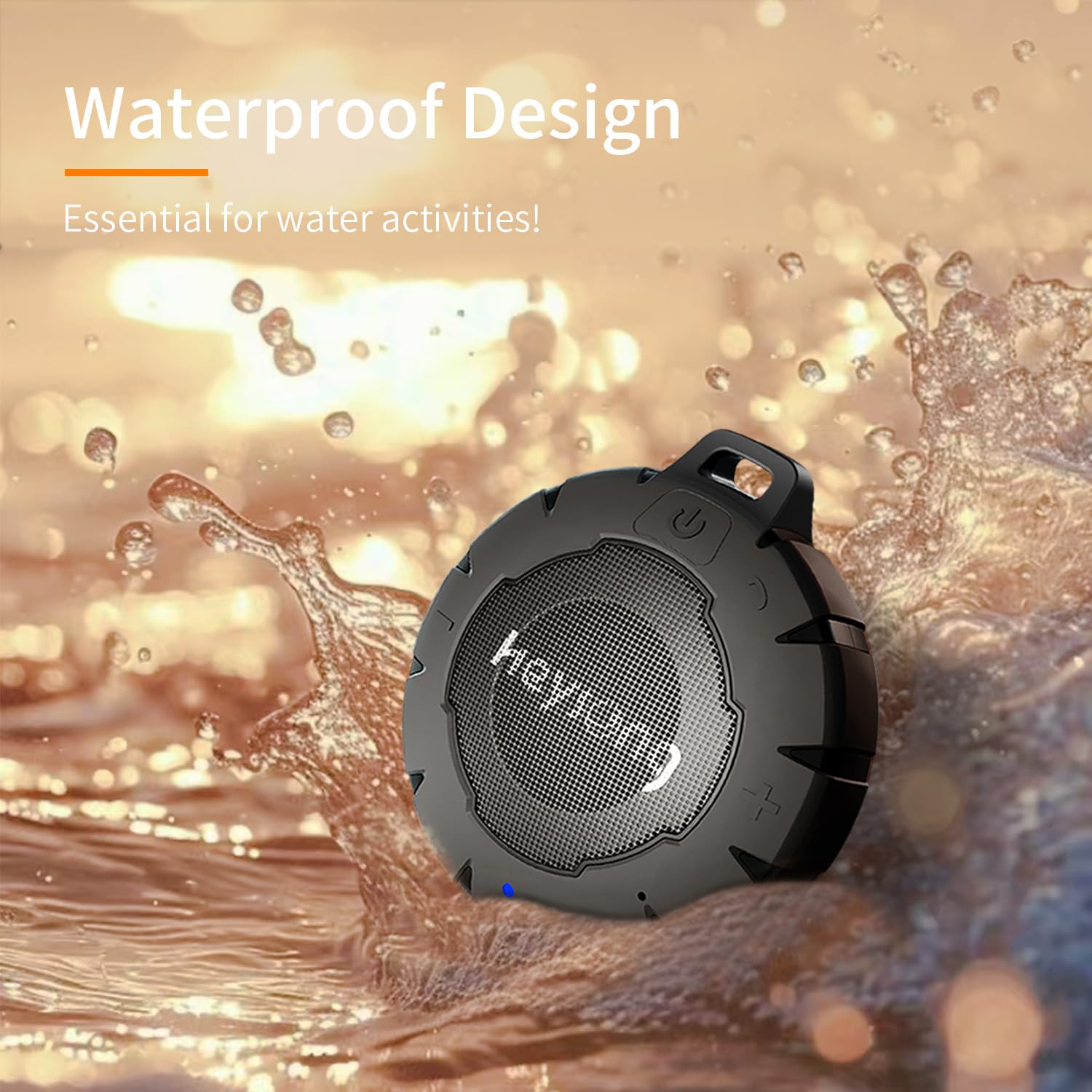 HEYSONG IP67 Waterproof Bluetooth Shower Speaker - 15 Hours Playtime, Wireless Portable Speaker with Loud Stereo Sound - Perfect for Pool, Beach, Hiking, Boat, Bike & Kayak - Great Gift for Men & Outdoor Enthusiasts
