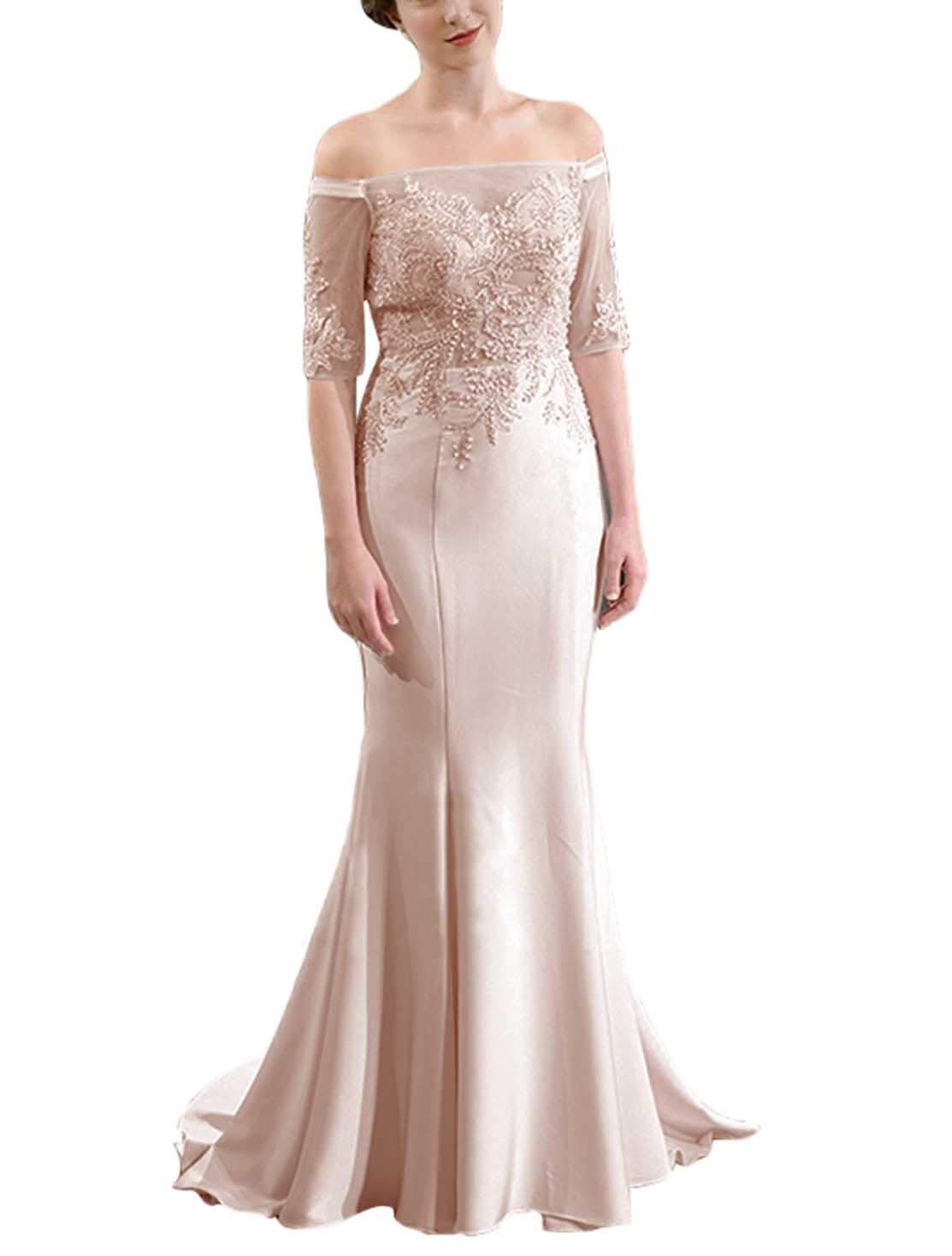 Elegant Long Mermaid Lace Formal Dresses for Women - Off Shoulder Mother of The Bride Evening Gowns | Perfect for Weddings, Proms & Special Occasions