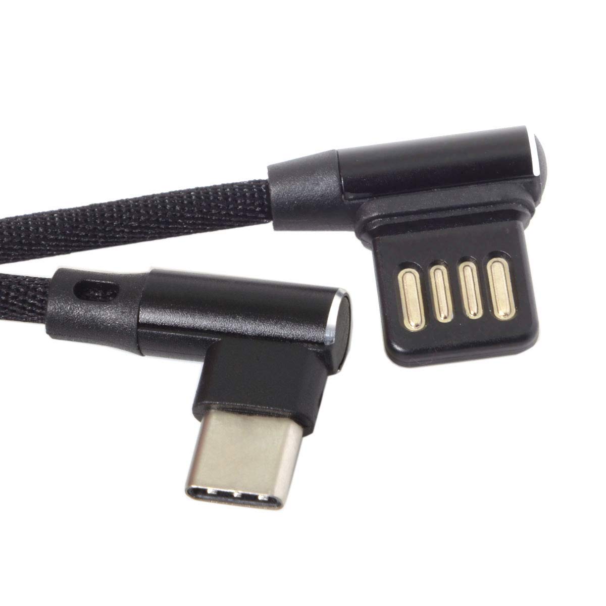 Chenyang USB 2.0 to USB C 90 Degree Right Angle Adapter Cable - 15CM (0.5ft) Short Extension Cord for Phone, Tablet, Laptop Charging & Data Transfer