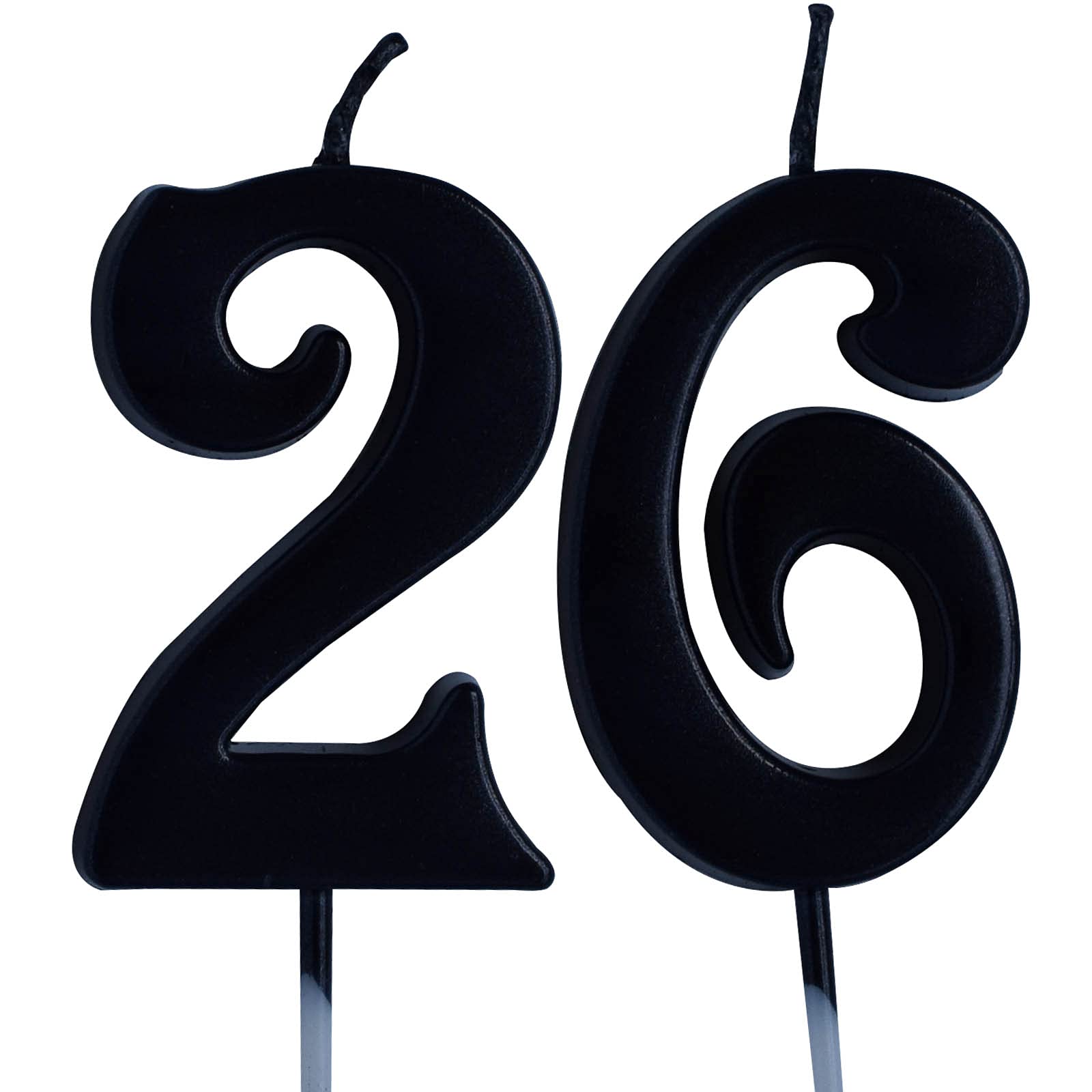 Black Number 26 Birthday Candle - Cake Topper for 26th Birthday Party Decorations (Men & Women) - Perfect for Anniversary Celebrations, Milestone Birthdays & Special Occasions