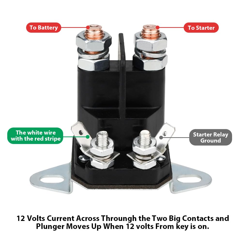 12V 4 Terminal DC Lawn Mower Starter Solenoid - Compatible with Exmark, Lawn Boy, Toro Z Mower (Fits Models 104-3189, 1-513075, 212655, 28-4210, 47-1910) - Perfect for Lawn Maintenance & Small Engine Repair