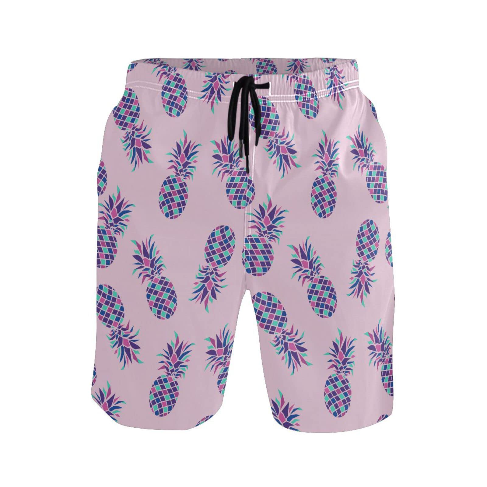 Colorful Pineapple Swim Trunks for Men - Quick Dry Beach Shorts with Pockets | Pool & Vacation Wear