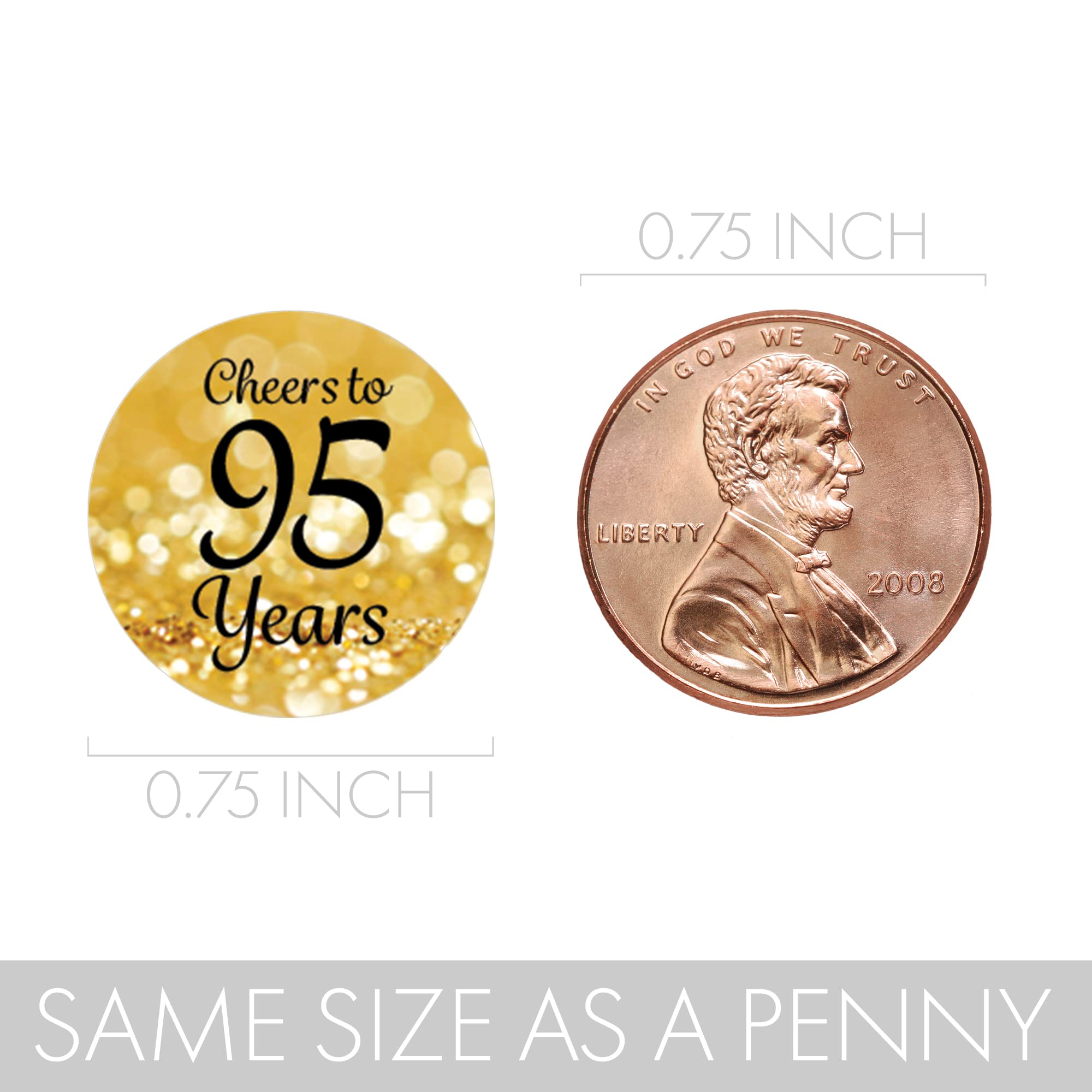 Black and Gold 95th Birthday Party Favors - 180 Chocolate Kisses Candy Stickers for 95th Birthday Decorations - Perfect for Milestone Celebrations, Gift Bags & Dessert Toppings